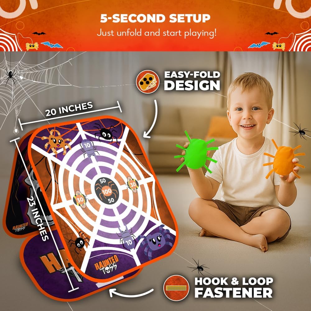 Swooc Games® - Haunted Toss™ | Halloween Games for Kids | 2-in-1 Bean Bag Toss Game | 5-Second Setup | Spooky Halloween Party Games for Kids | Fall Bean Bag Toss Cornhole | Carnival Party Activities