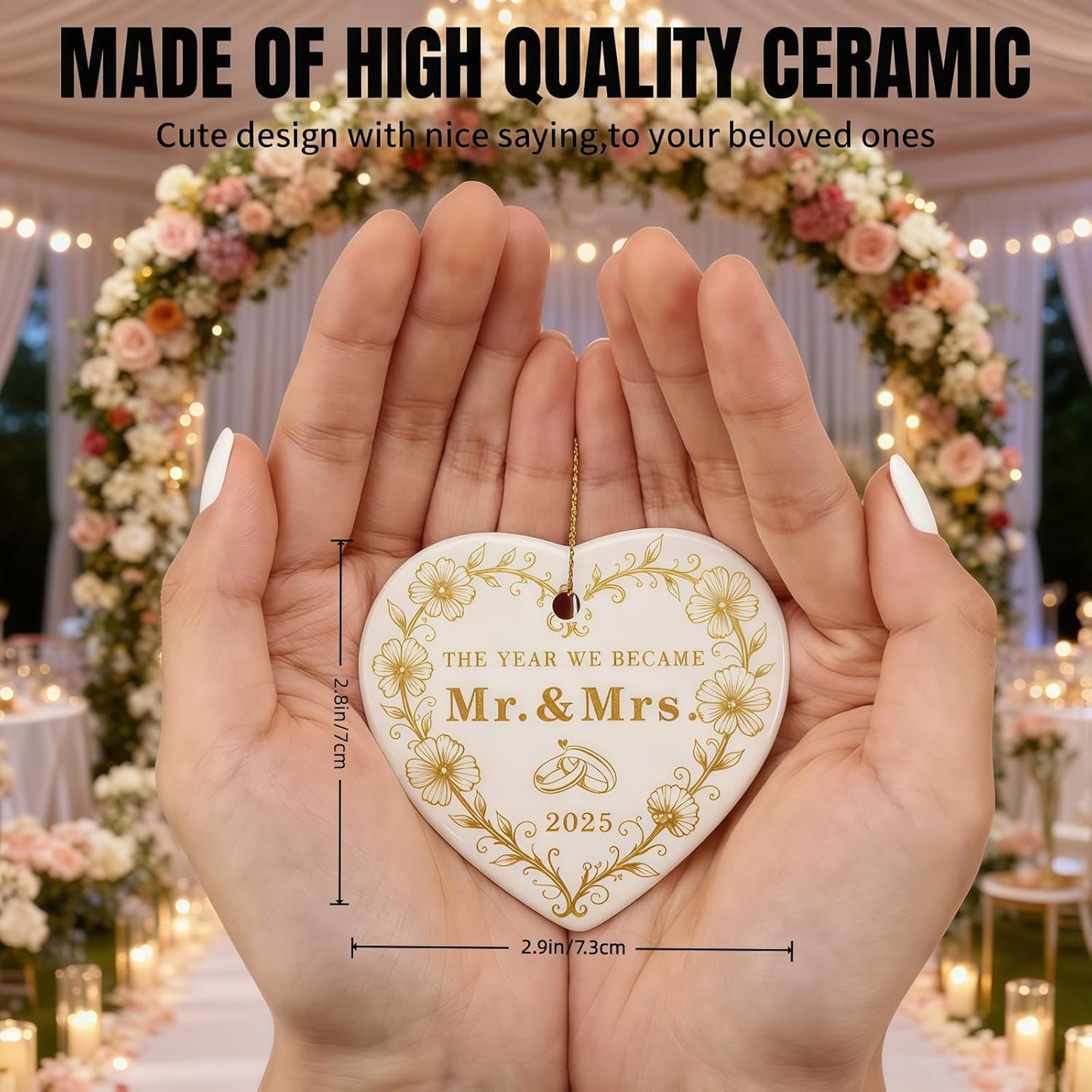 Christmas Wedding Gifts for Couples 2025, Mr and Mrs Gifts, Bridal Shower Gift for Older Bride, Wedding Ideas for Newlyweds, First Christmas Just Married Ornament 2025