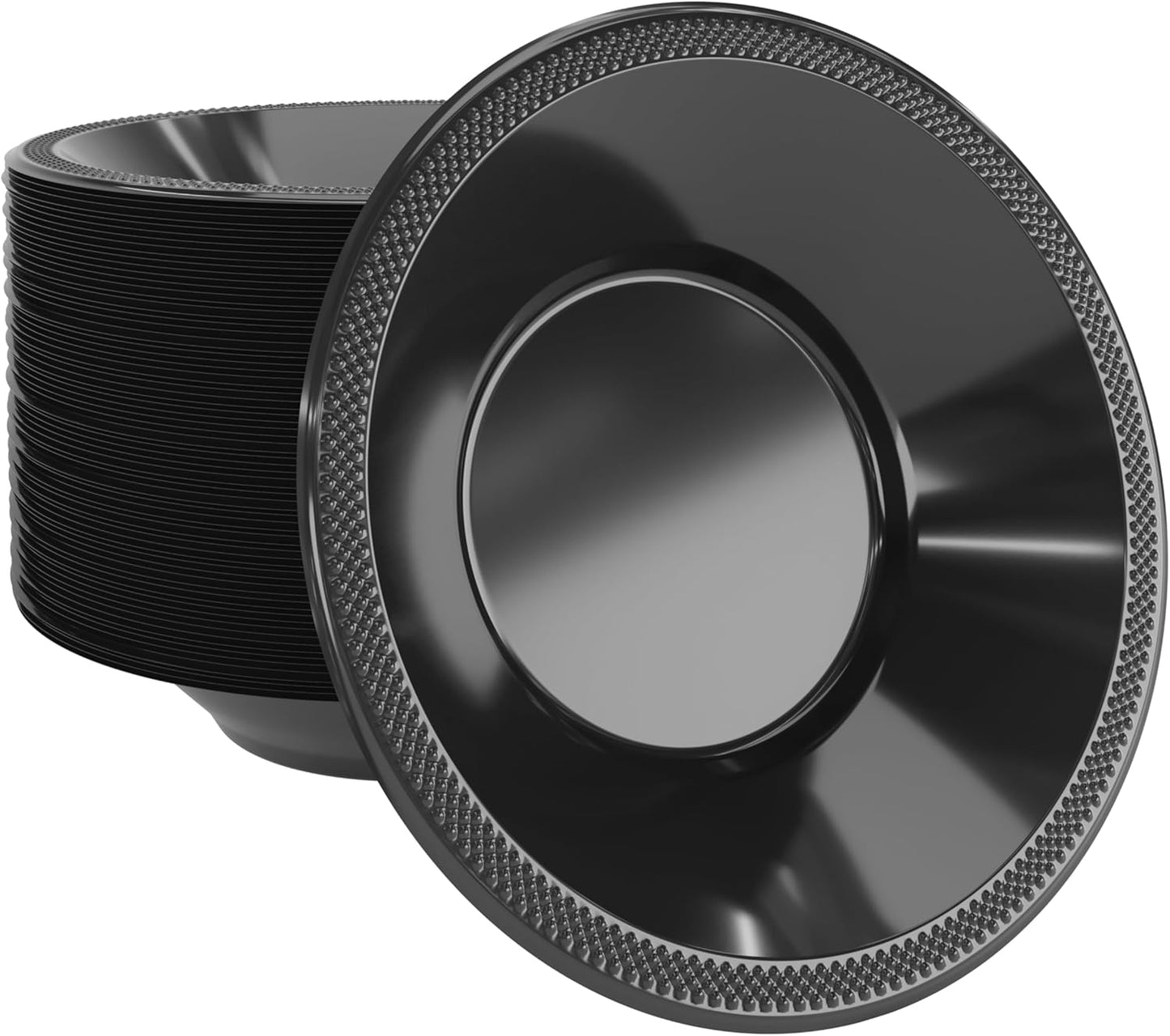 Exquisite Party Solids 12 Oz Black Plastic Bowls Disposable Bowls for Hot Food Soup 100 Pcs - For Soup, Salad, Cereal, Desserts & Party Supplies