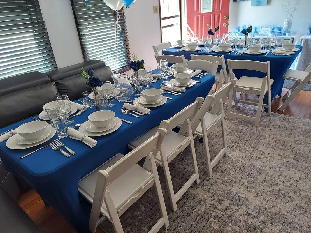 FORLIFE Spandex Table Covers，Fitted Tablecloth for Rectangular Tables, Stretch Patio Table Covers, Universal Spandex Table Cover for Wedding, Banquet, Party (6ft, Royal)