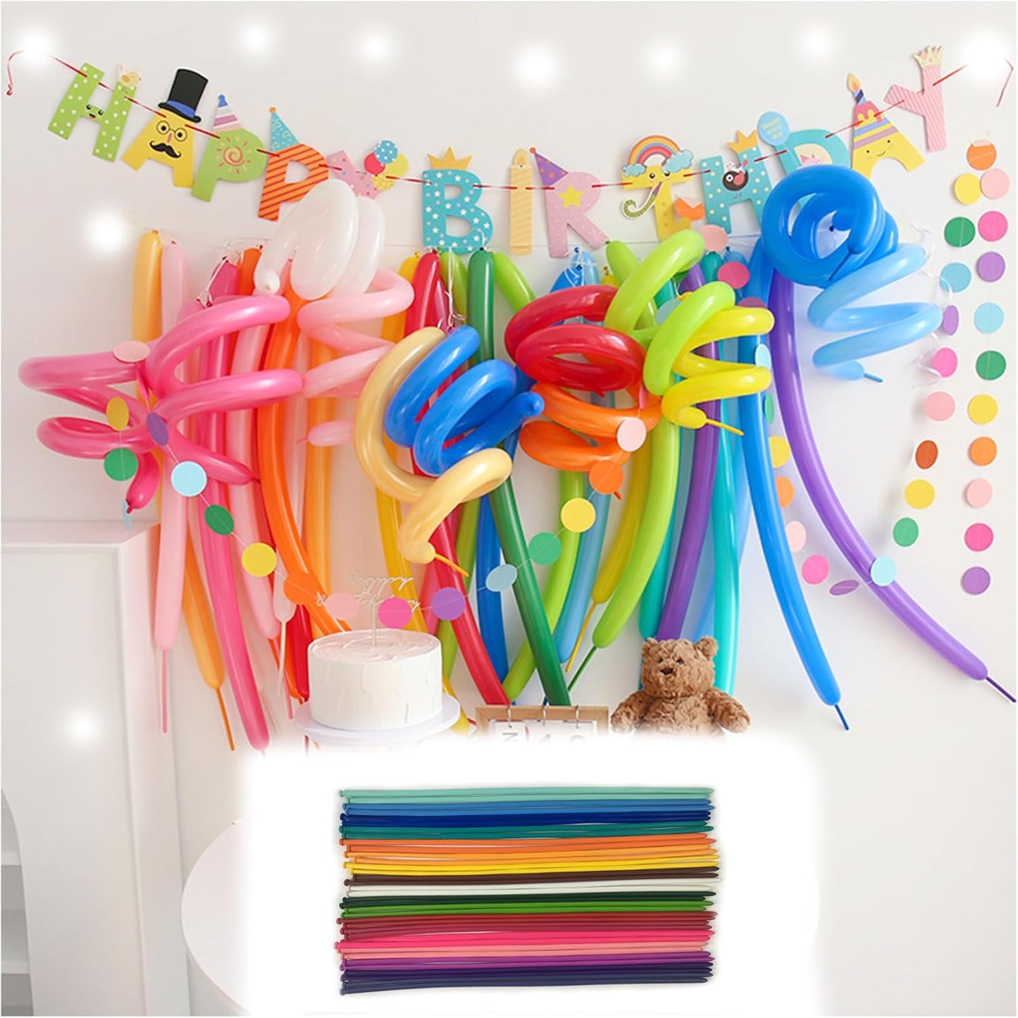 TNWBA Latex Balloons,100 Pack 260 Long Twisting Balloons, Birthday Party Decoration and Events