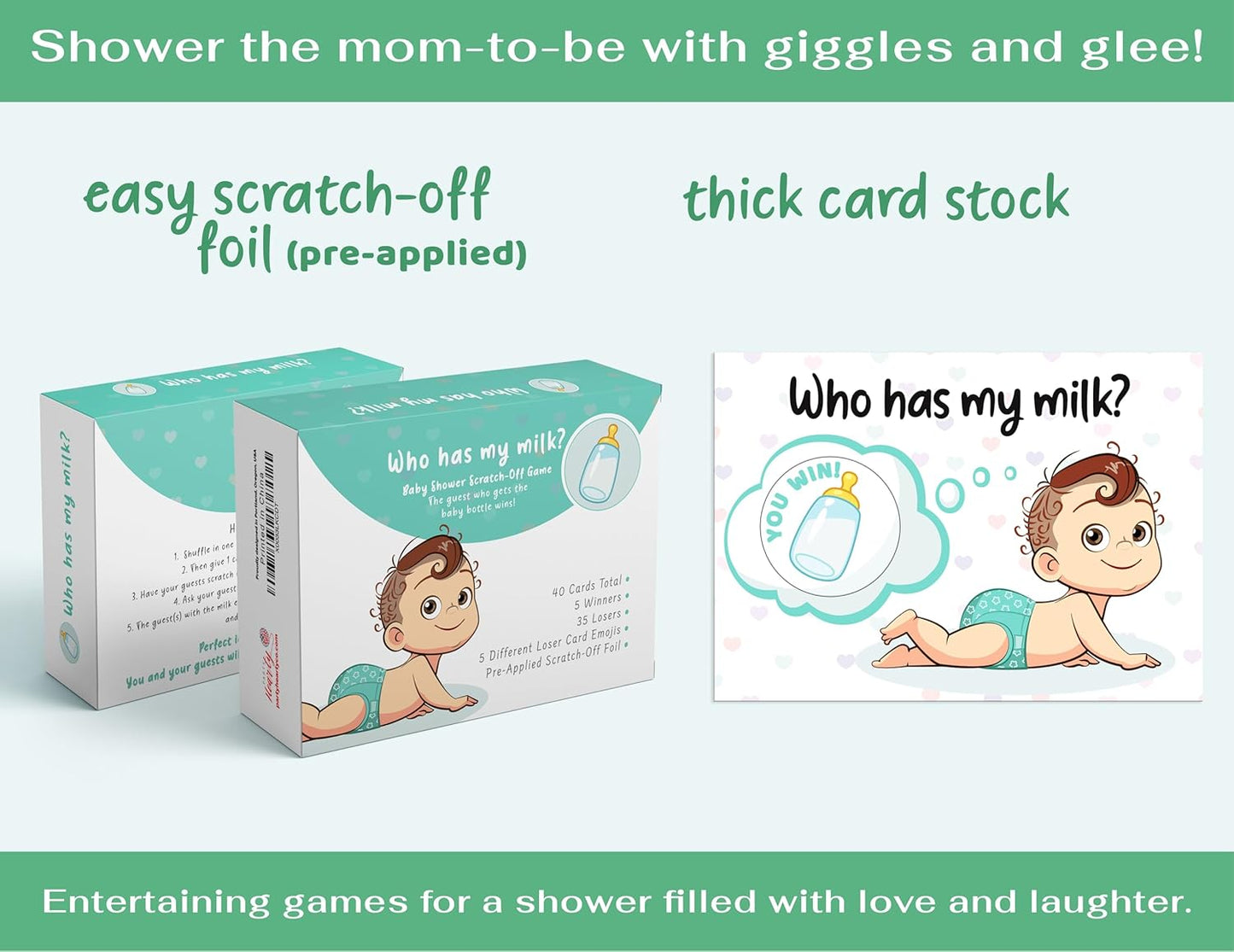 Party Hearty Baby Shower Games for Girl and Boy, 40 Emoji Scratch Off Lottery Tickets, Baby Games Ideas, Scratch Off Game