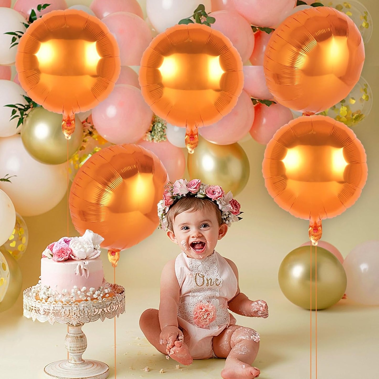 20 Pcs Round Shaped Balloons,18 Inch Round Foil Balloon,Giant Round Mylar Balloon Helium Balloons for Birthday Party Baby Shower Wedding Decorations (Orange)