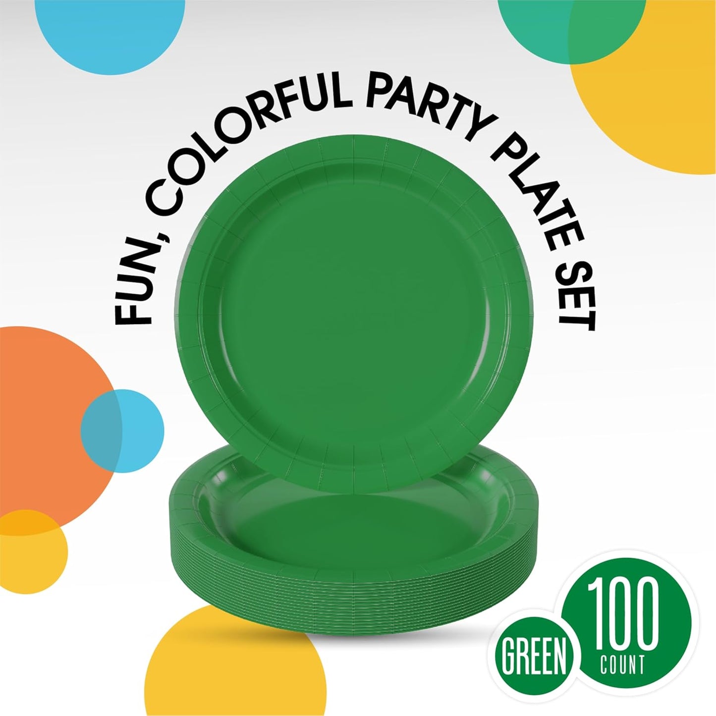 Exquisite Emerald Paper Plates Disposable Heavy Duty 10 Inch Emerald Disposable Plates For Party 100 Pcs Heavy Duty Paper Plate 350 GSM, Birthday Party Supplies Plate Set