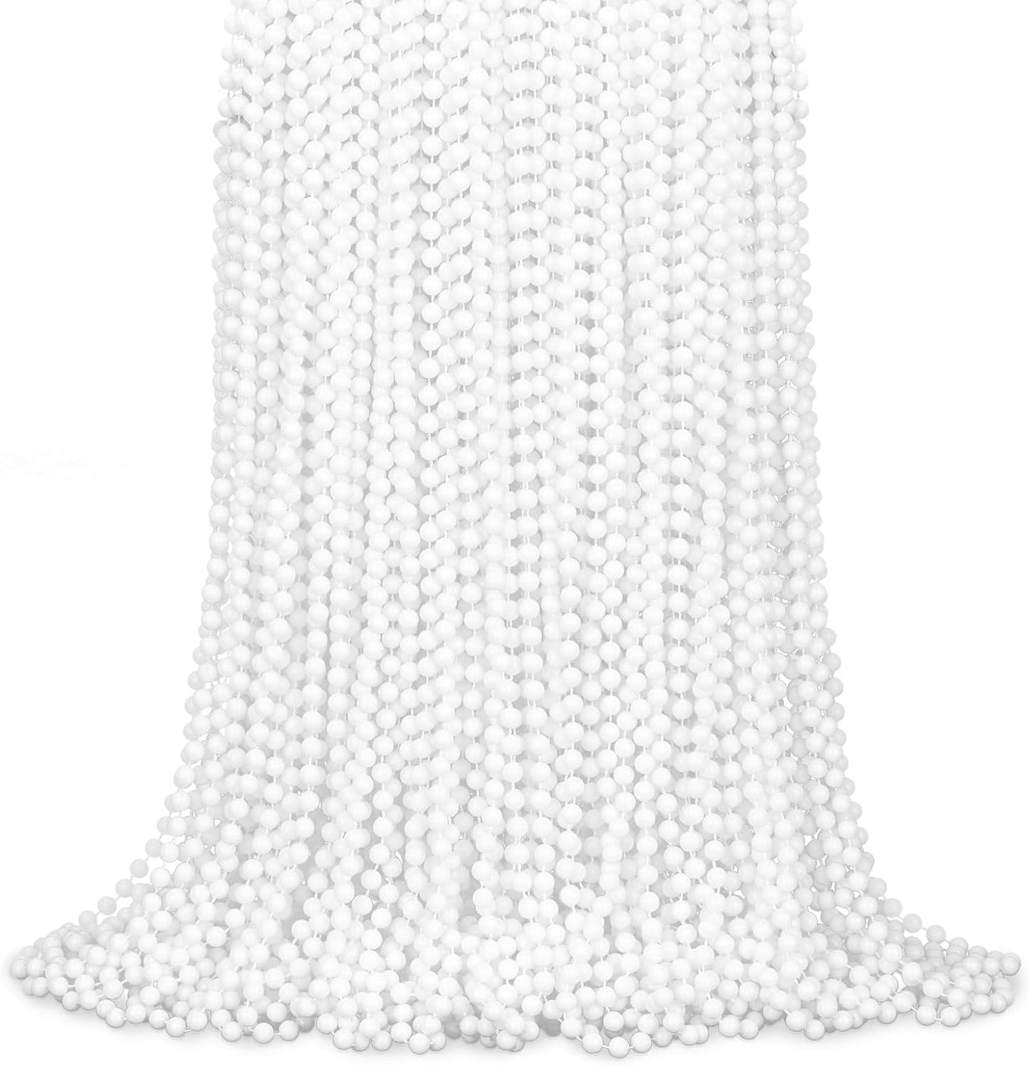 100 PCS White Bead Necklaces, 33" White Mardi Gras Beads, Christmas Beads Necklaces, 4th of July Beads Necklaces, Parade Throws Accessories for Christmas Independence Day New Year Party Favors