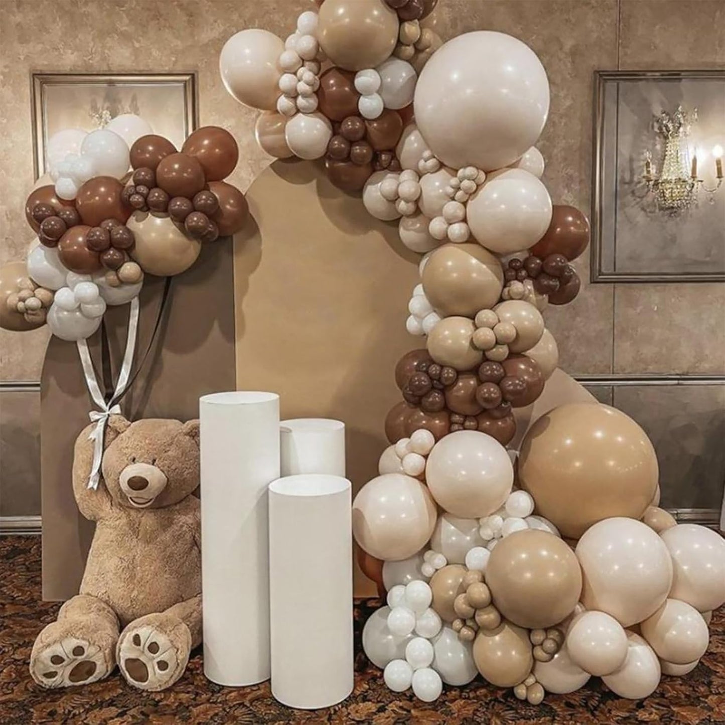 Brown Balloons, 50 PCS 12 Inch Double Stuffed Dark Brown Coffee Tan Latex Helium Party Balloons Sand White Nude Boho Neutral Balloon for Bear Birthday Baby Shower Wedding Thanksgiving Party Decoration