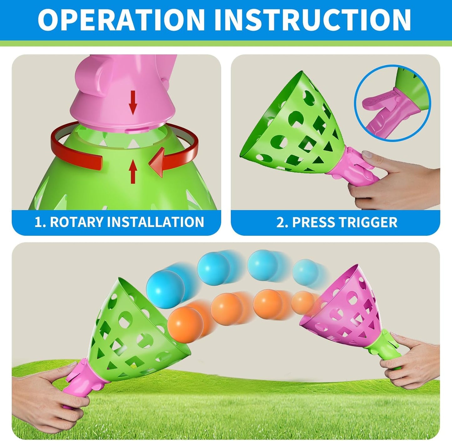 Bennol Outdoor Game Toys for Kids Boys with 20 Balls, Pop Pass Catch Ball Game Outside Toys Gifts for 3 4 5 6 7 8+ Year Old Boys Kids, Outside Outdoor Gifts for Ages 3-5 4-8