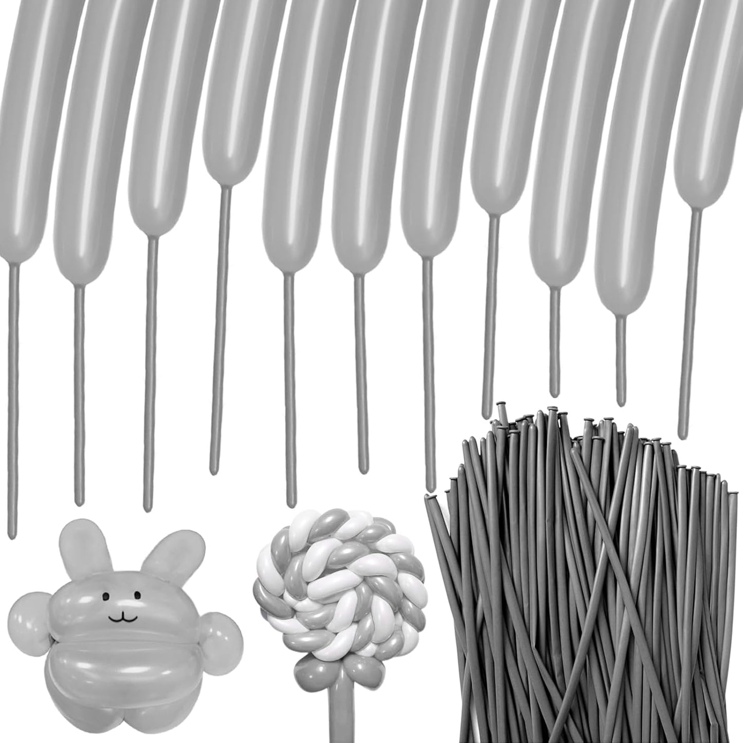 100Pcs Silver Grey 260 Balloons, Long Balloon for Tying Balloon Arch, Long Skinny Balloons for Twisting Ballons Animal balloons Birthday Party Wedding Festival Decorations
