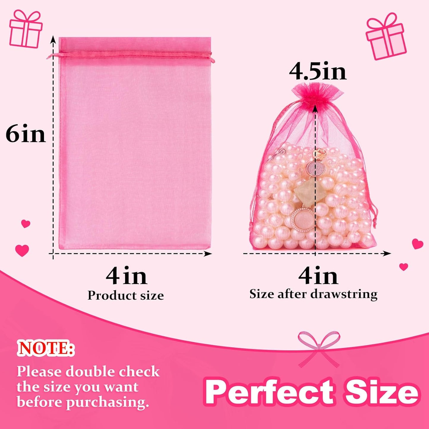 Crweety 50 Pack 4x6 Inch Assorted Color Organza Bags, Vibrant Mix of 10 Colors Mesh Gift Bags for Wedding Favors, Birthday Party Favor, Candy Jewelry Sachet Packaging & Holiday Gifts