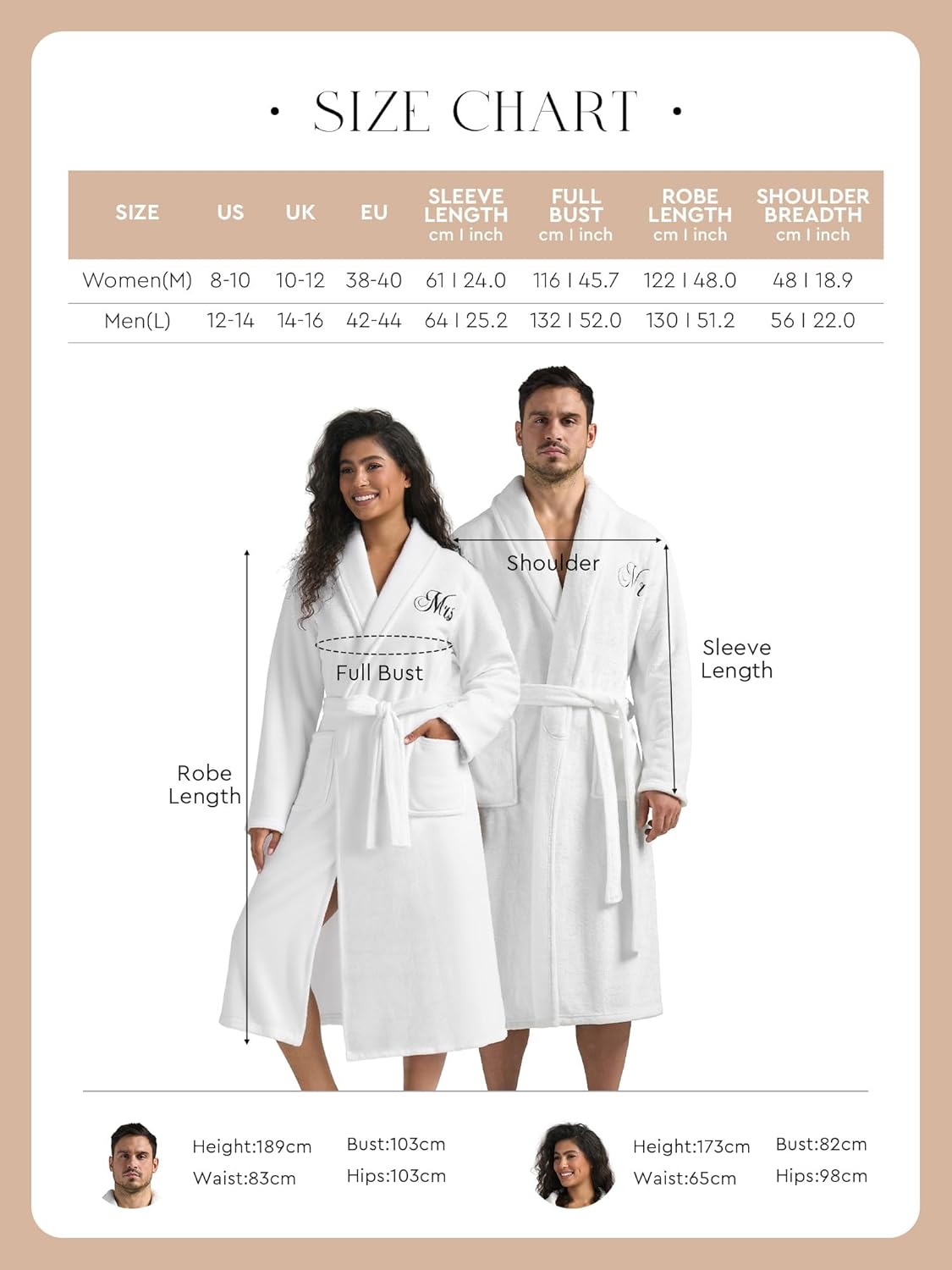 AW BRIDAL 2Pcs Mr and Mrs Robes for Couples Fleece, Matching Long Hooded Robes for Men Women, His and Hers Wedding Gifts
