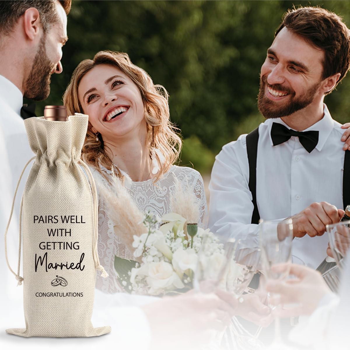 Engagement Wine Gift Bag Wedding Engaged Gifts for Newlyweds Couple Women Men Bridal Shower Gifts for Bride and Groom Pairs Well with Wedding Planning Getting Marride Wine Bags