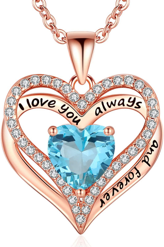 S925 Sterling Silver Necklace for Women, Wife Jewelry Rose Gold, Mom Birthday Valentines Mothers Day Gifts, Girlfriend Necklaces, Daughter Heart Jewel, Anniversary for Her