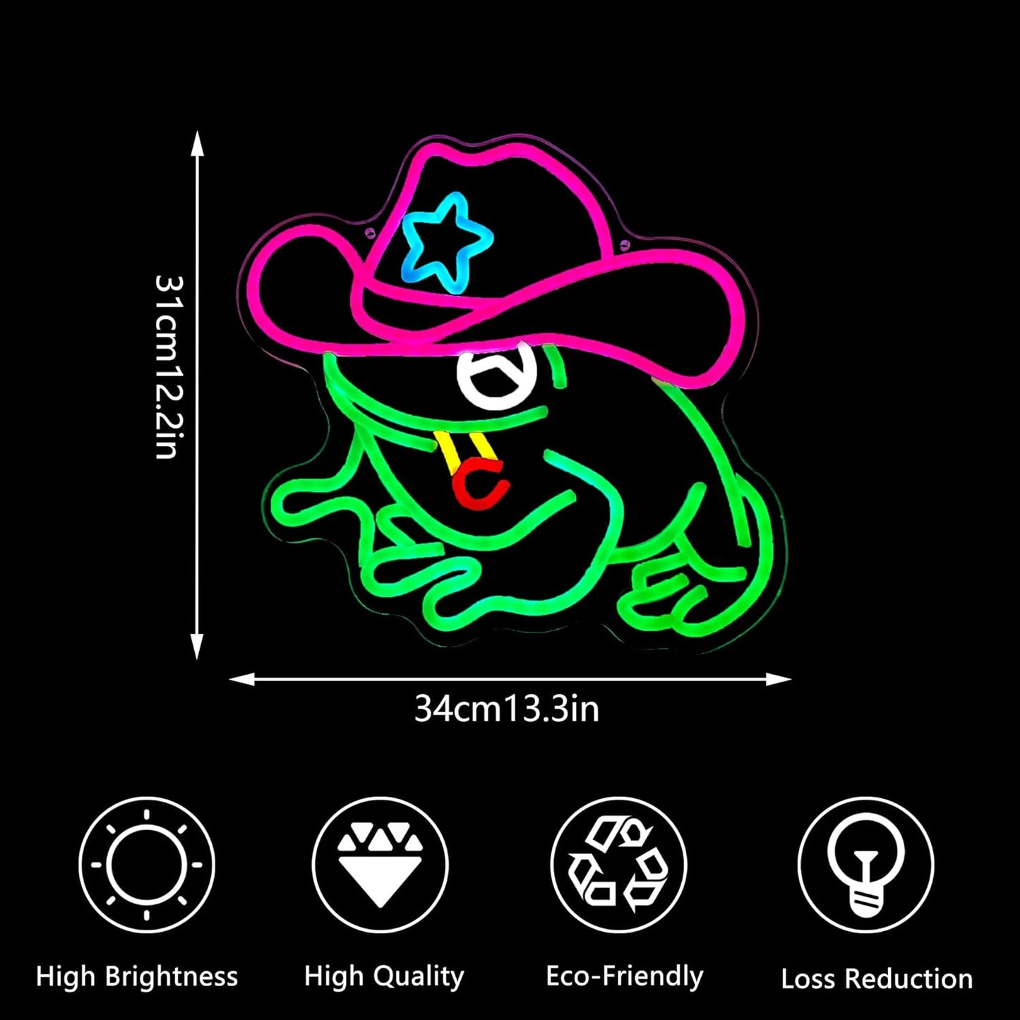 Frog Cowboy Neon Signs,Frog Cowboy Lamp Led Signs Lights Neon Signs for Wall Decor, Adjustable Brightness Night Light Man Cave Game Room Decor, USB Powered for Bedroom Party Bar Wedding Christmas