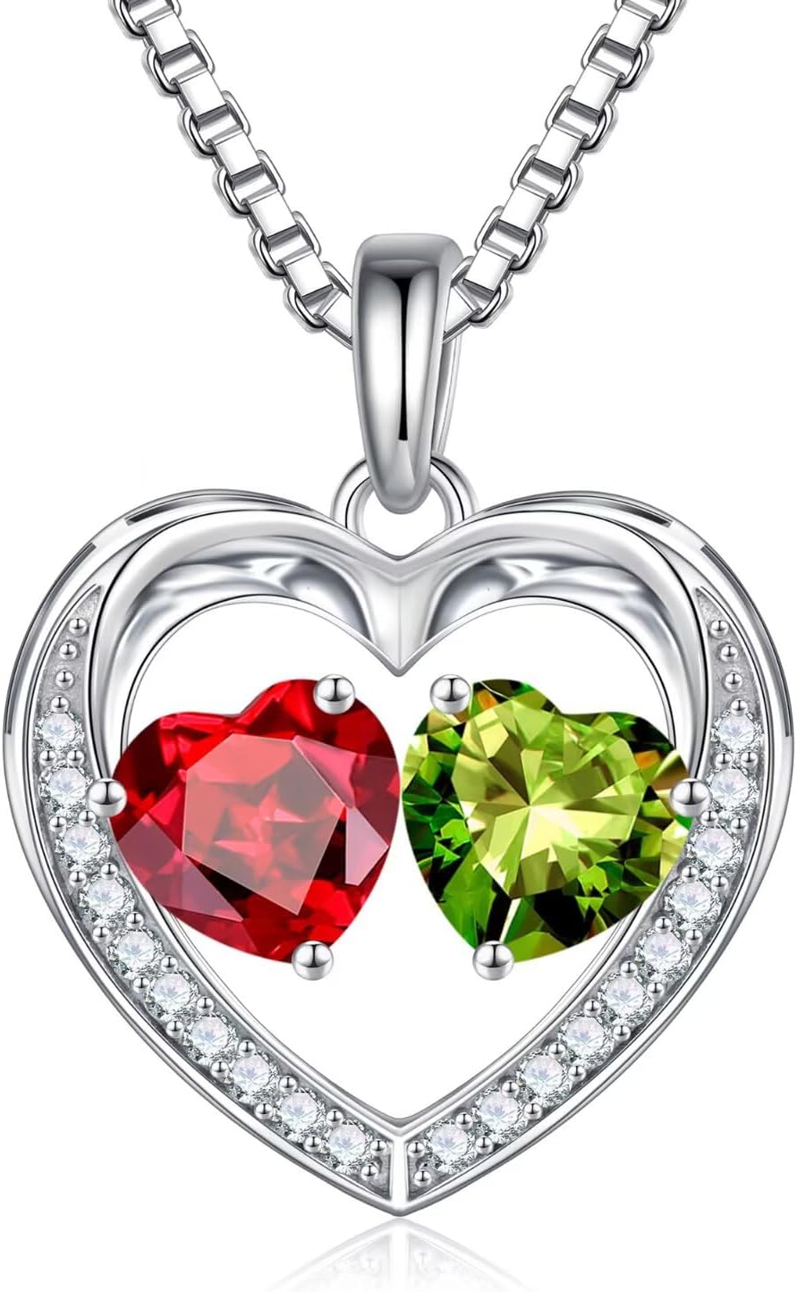 Iefil Christmas Gifts for Wife - 925 Sterling Silver Birthstone Necklace, Anniversary Birthday Gifts for Women, Stocking Stuffers for Women Wife Mom Daughter