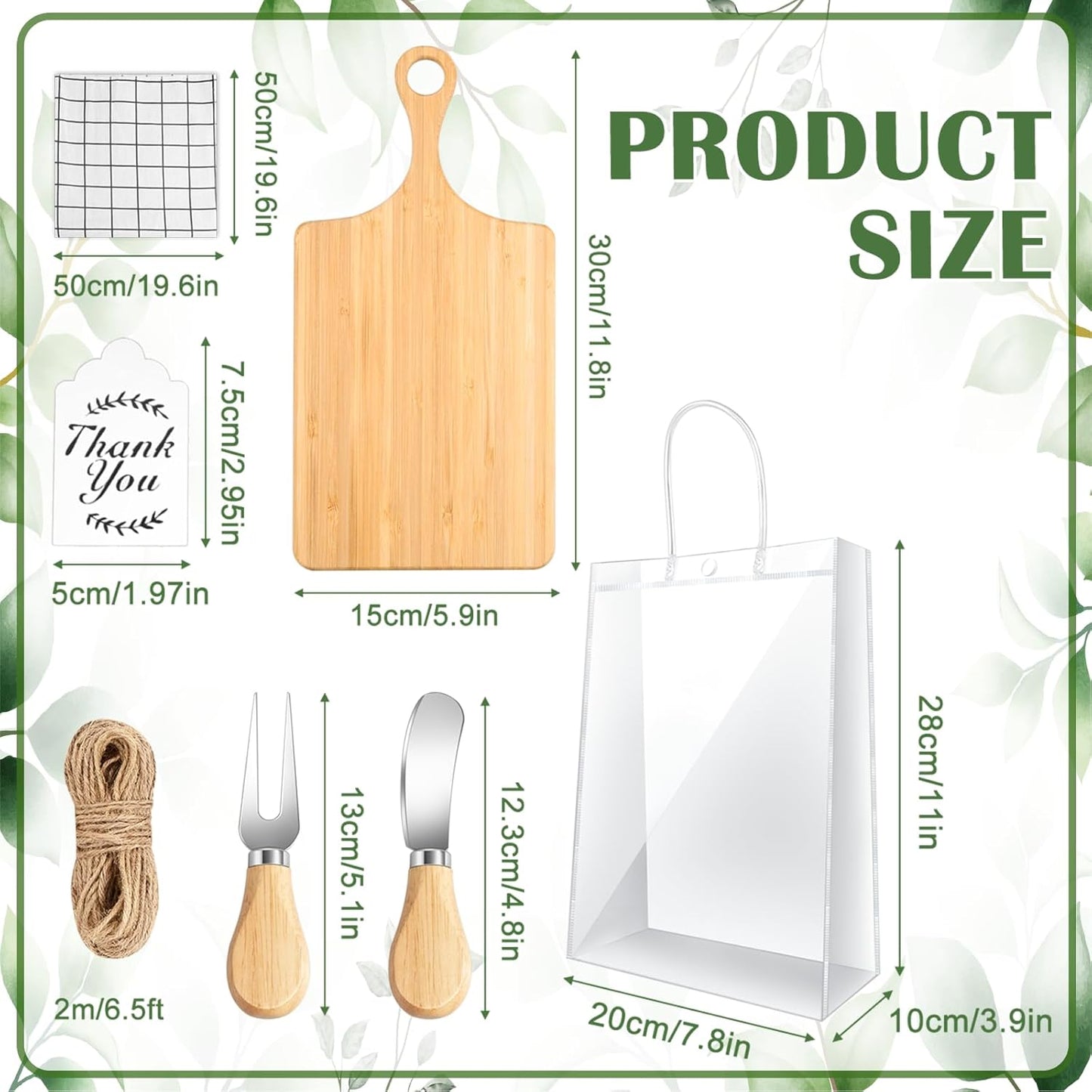 37 Pcs Baby Shower Game Prizes for Winners 6 Sets Baby Shower Prizes for Game Player with Bamboo Cheese Board Oak Cutlery Placemats Tags Bags