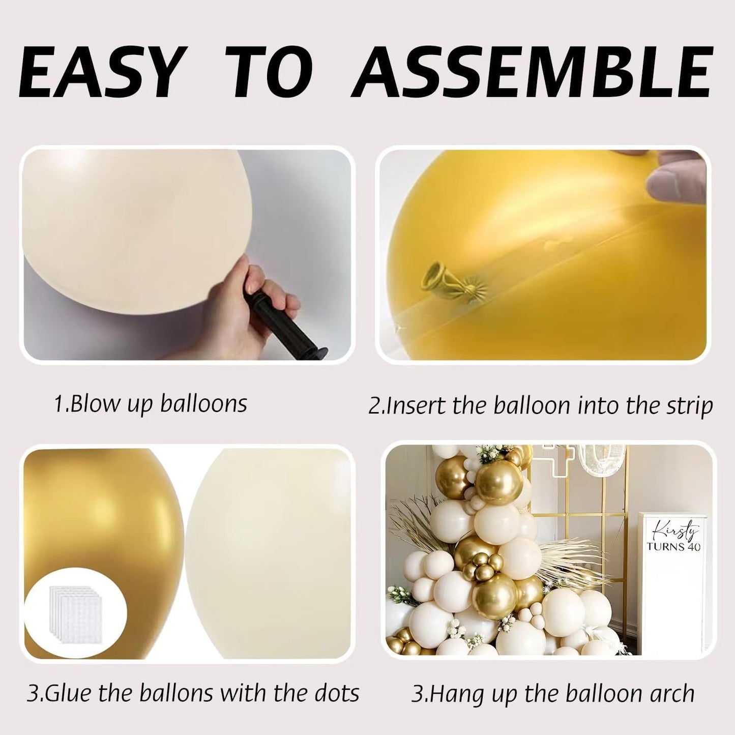 Sand White Gold Balloons Arch Kit, Beige Nude White Balloon with Champagne Gold Balloons Garland Kit for Boho Birthday Wedding Bridal Shower Engagement Party Decorations