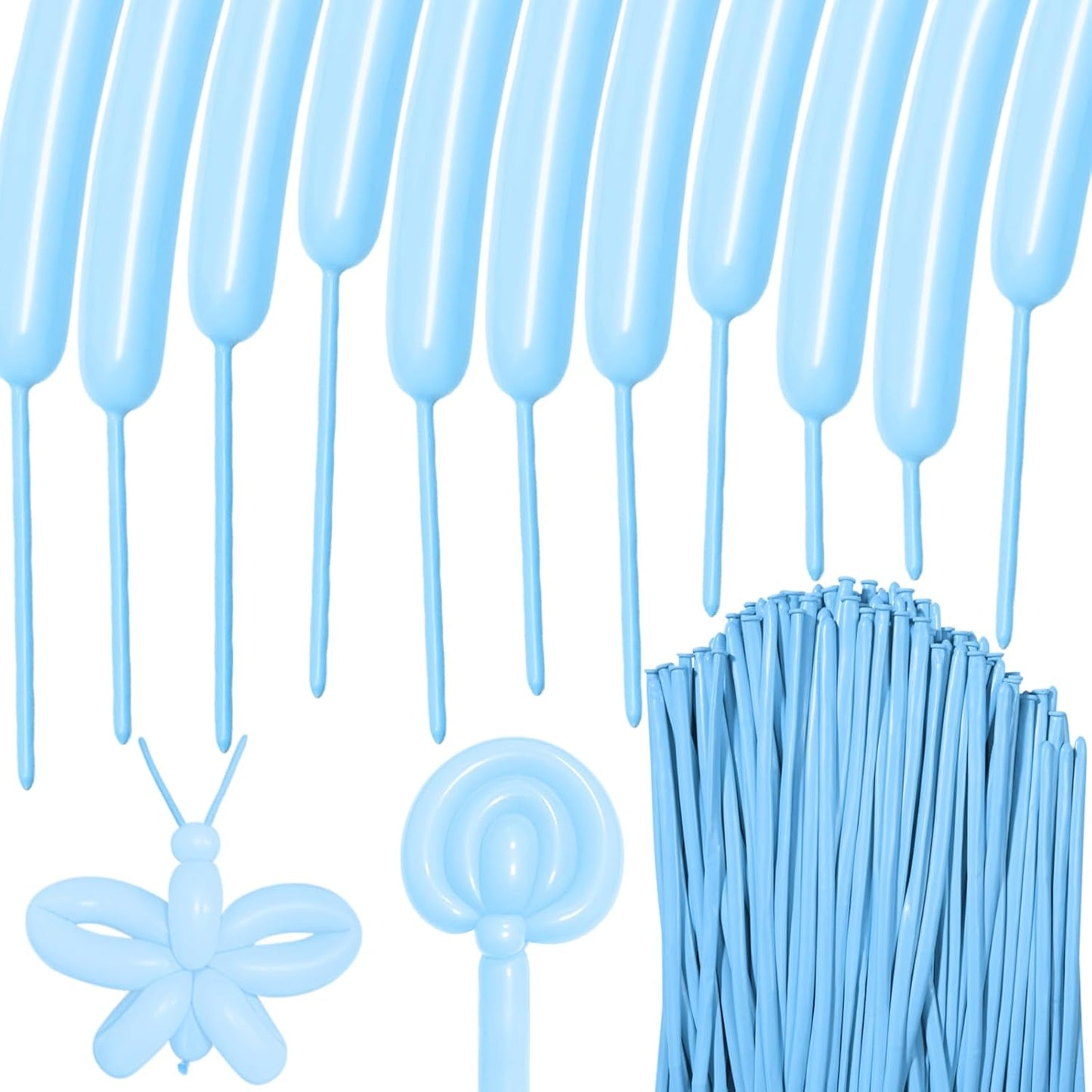 100Pcs Pastel Blue 260 Balloons, Skinny Long Balloon for Tying Balloon Arch, Twisting Ballons Animal Balloons Birthday Party Wedding Festival Decorations