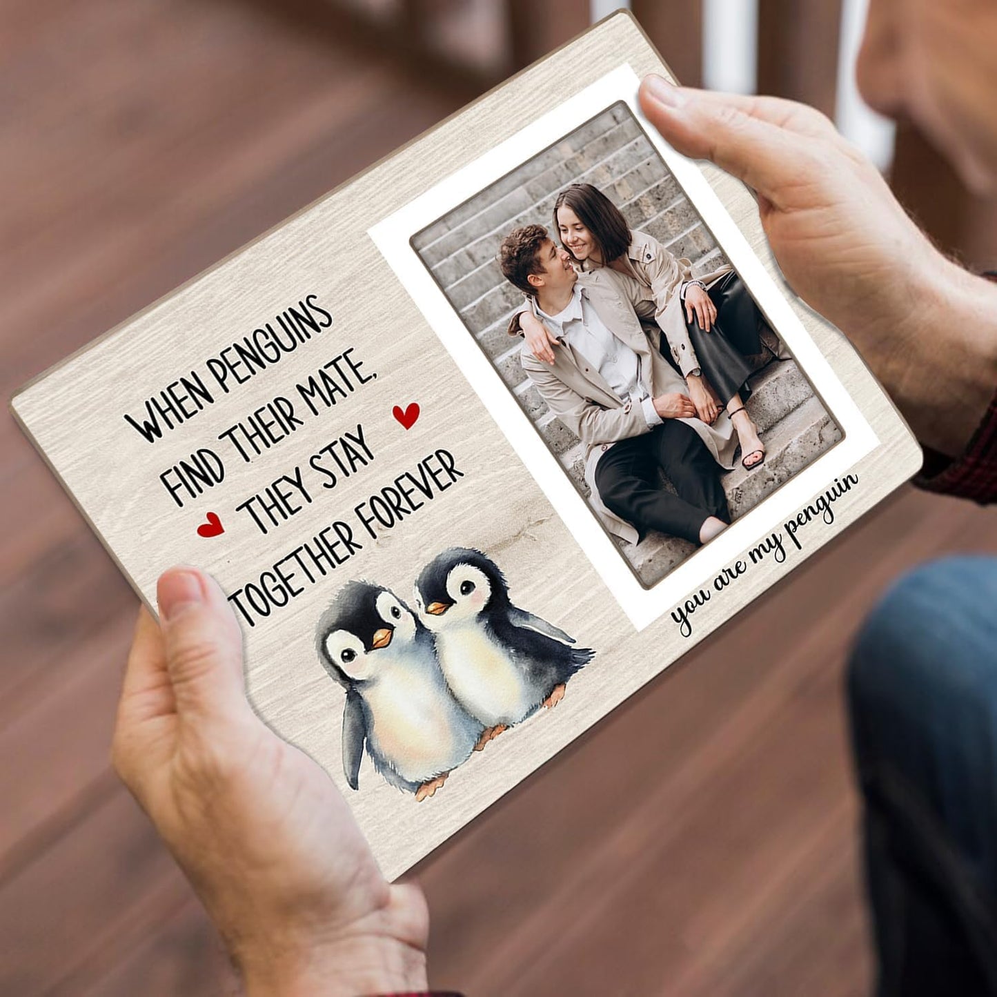 Penguin Gifts, Engagement Picture Frame, Wedding Gifts for Couple, Valentine's Gift for Him Her, Anniversary Couple Gifts, Penguin Love Gifts Photo Frame, fits 4x6 Photo, when Penguins Find Their Mate They Stay Together Forever