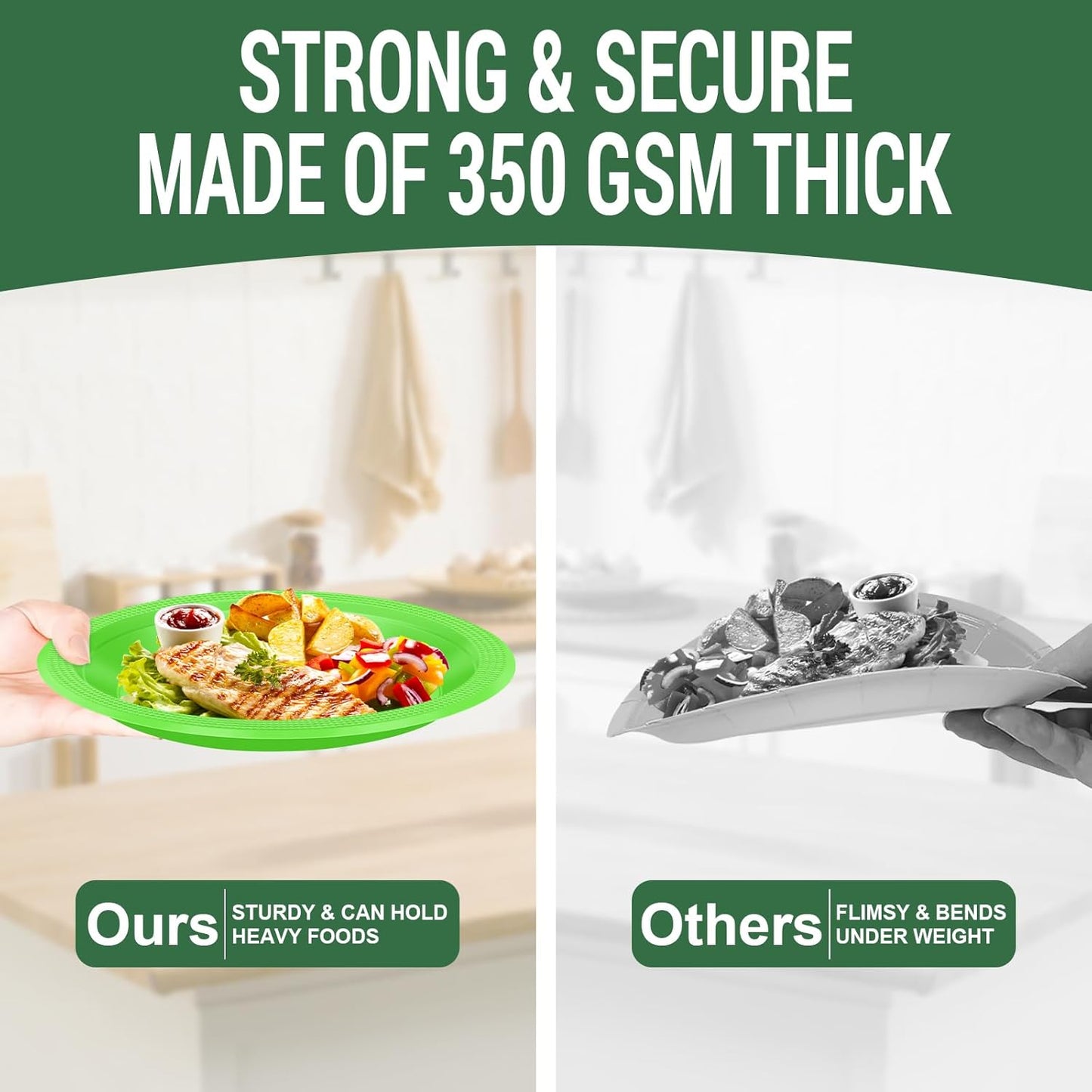 50 Lime Green Plastic Plates For Party, Includes 25-9" & 25-7" Cake Dessert Plastic Dinner Plates Disposable For Party Supplies