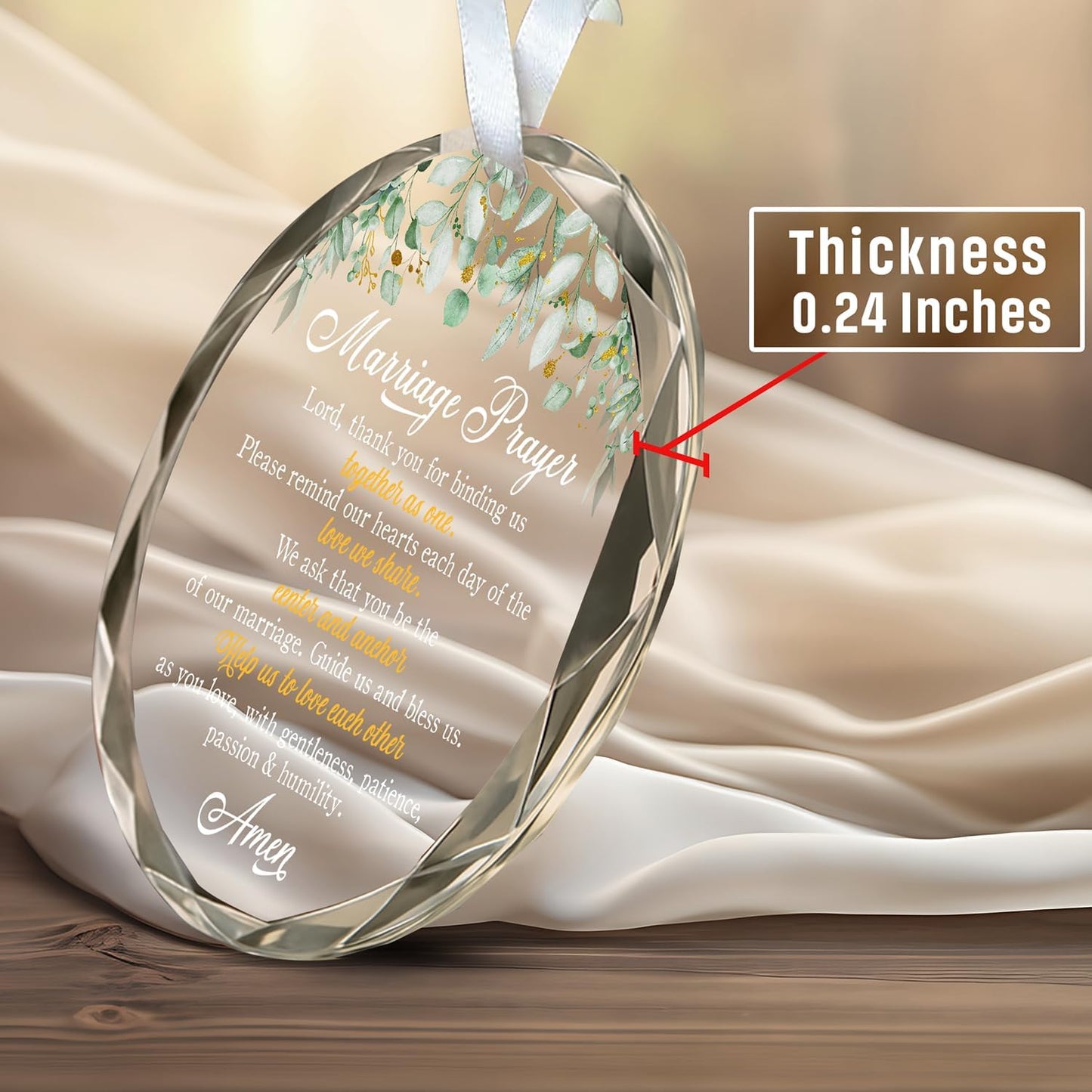 ZAGKOO Christian Wedding Gifts for Couple 2025 - Marriage Prayer Religious Wedding Gift for Newlyweds, Married Couples Anniversary, Bride, Groom - Mr & Mrs Decor, Bridal Shower Gift - Glass Ornament