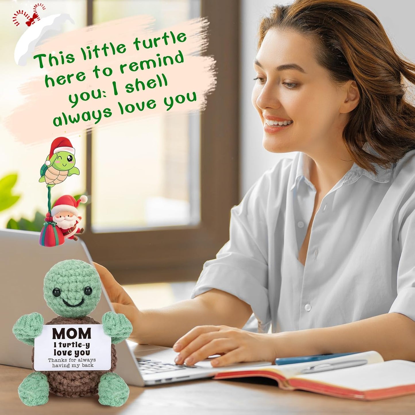 Christmas Birthday Gifts for Mom from Daughter Son, Mini Turtle Gifts for New Bonus Step Mom Mama Mother in Law, I Love You Cute Stuff Things Stocking Stuffers for Moms, Handmade Crochet Turtle Decor