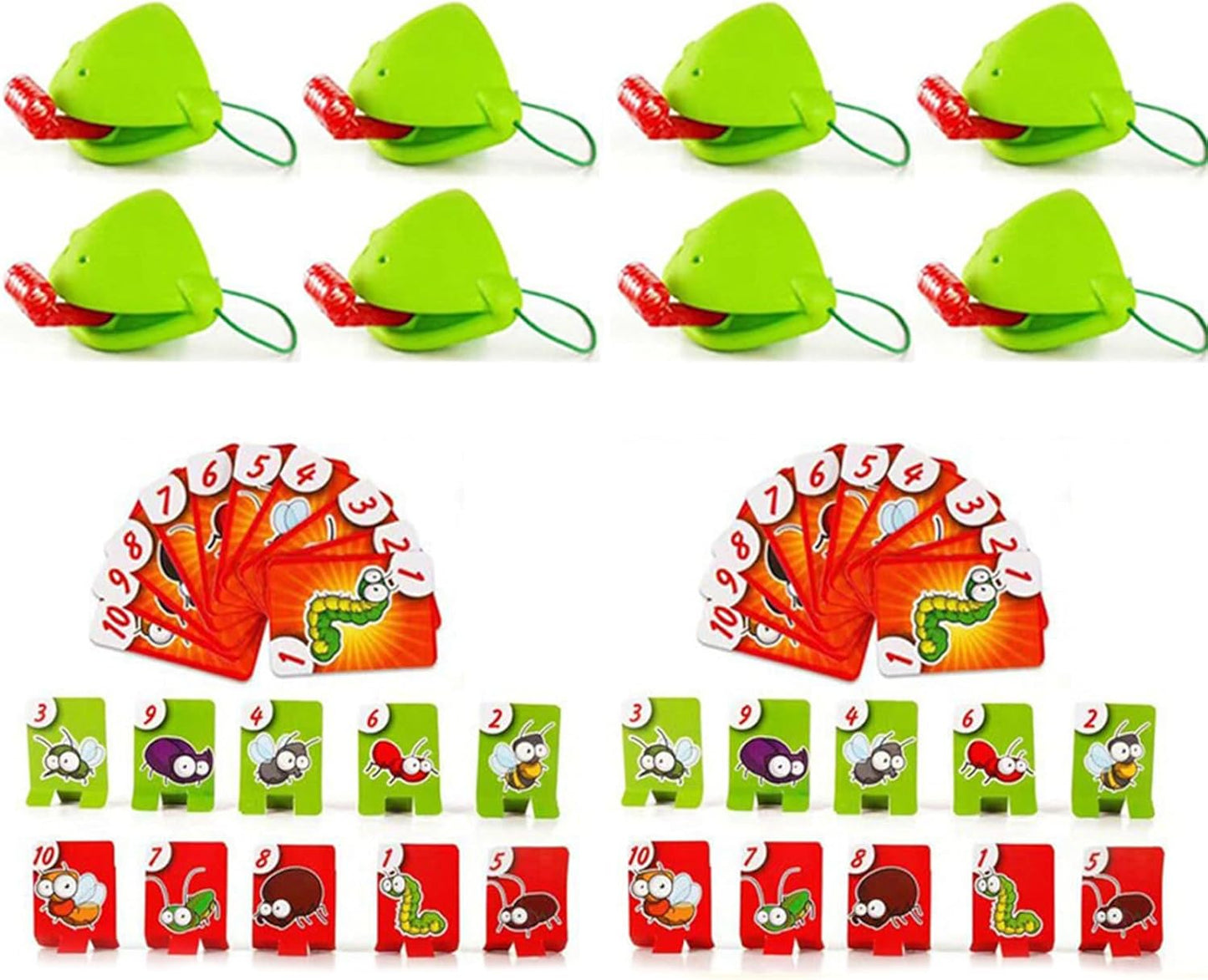 Chameleon Tongue Game for Kids, Frog Tongue Game with Blowing air, Lizard Party Blower Masks Insect Cardboard Included (8pc)