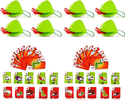 Chameleon Tongue Game for Kids, Frog Tongue Game with Blowing air, Lizard Party Blower Masks Insect Cardboard Included (8pc)