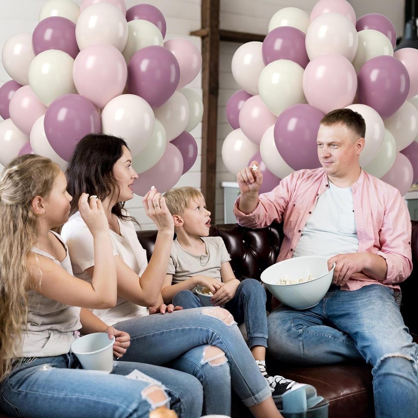 Pink and Purple Balloons, 50PCS 12Inch Dusty Purple Lavender Pastel Macaron Pink Sand White Balloon Boho Balloon for Girls Birthday Baby Shower Wedding Boho Bridal Shower Decorations