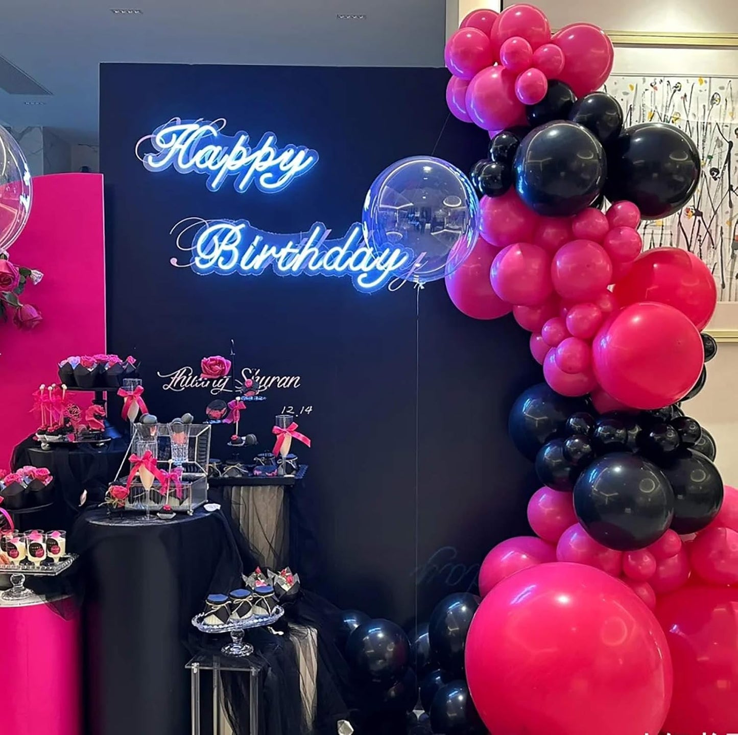 KALOR 12 Inch Hot Pink Balloons, 50 Pcs Latex Helium Balloons for Kid's Birthday Party, Baby Shower, Wedding, Graduate Party Decorations