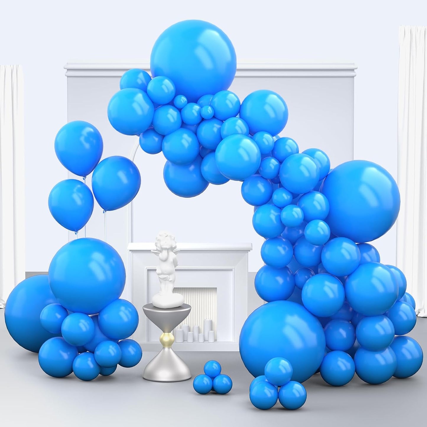 Blue Balloons, 150 pcs Different Sizes Pack of 18 Inch 12 Inch 10 Inch 5 Inch Matte Blue Balloons for Balloon Garland Balloon Arch as Birthday Party Wedding Decorations