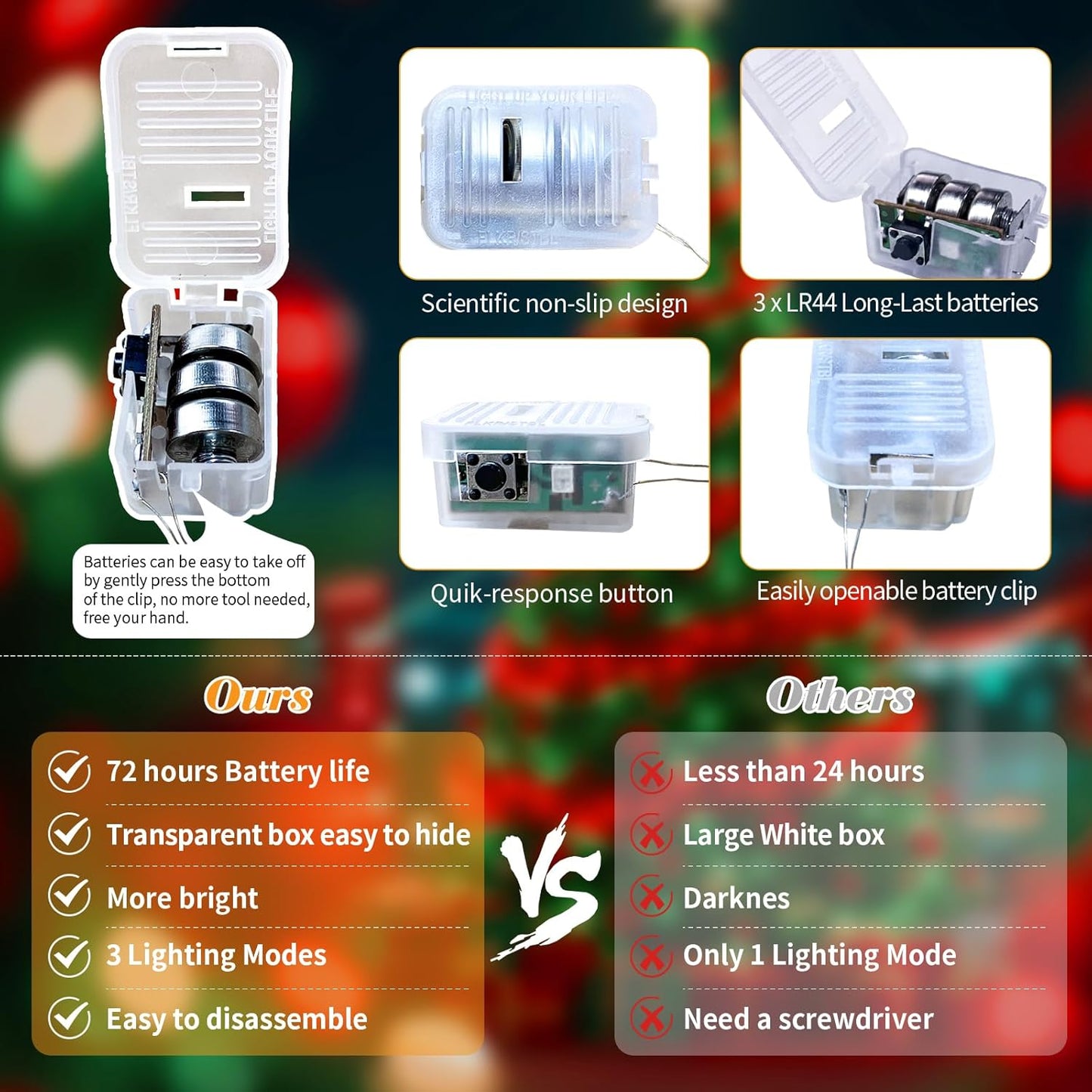 ZGWJ 8 Pack Christmas Fairy Lights Battery Operated, 7ft 20LED Mini Fairy String Lights Silver Wire 3 Modes Waterproof for Christmas Tree DIY, Parties, Bedroom Decorations Red&Green