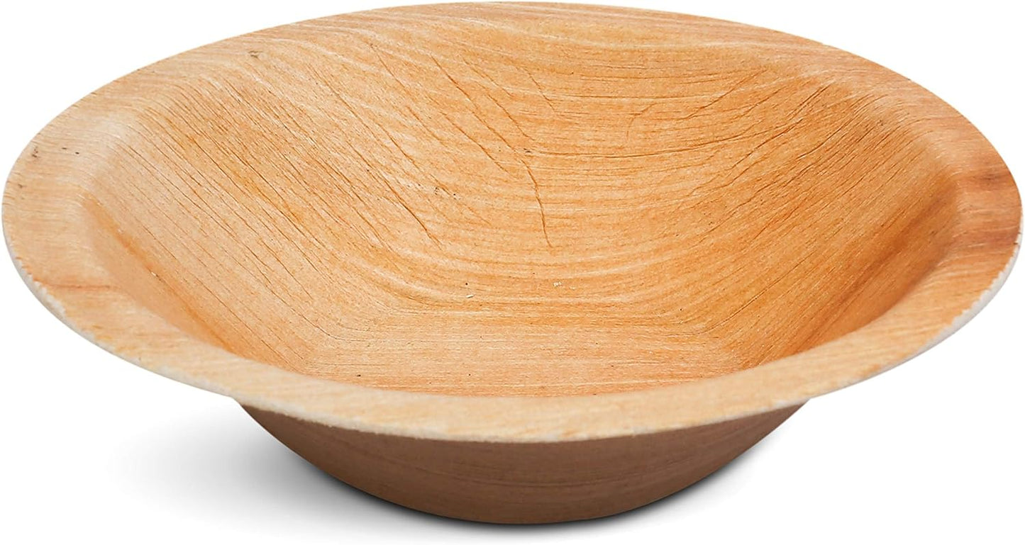 Raj Disposable Palm Leaf Bowls (50 Count, 5" Bowls) Strong Bowl Like Bamboo Party Bowl - Decorative Compostable Tableware for Lunch, Dinner, Birthday, Outdoor, BBQ, Picnic, Parties