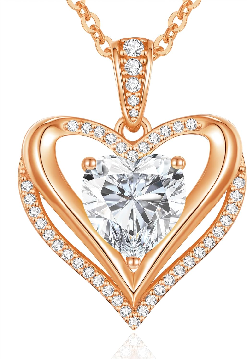 Moissanite Infinity Love Heart Pendant Necklaces for Women, 1-3 Carat 925 Sterling Silver 18K Gold Plated Engraved with"I LOVE YOU', Anniversary Birthday Present Jewelry Christmas Day Gift for Women Wife Girlfriend Her