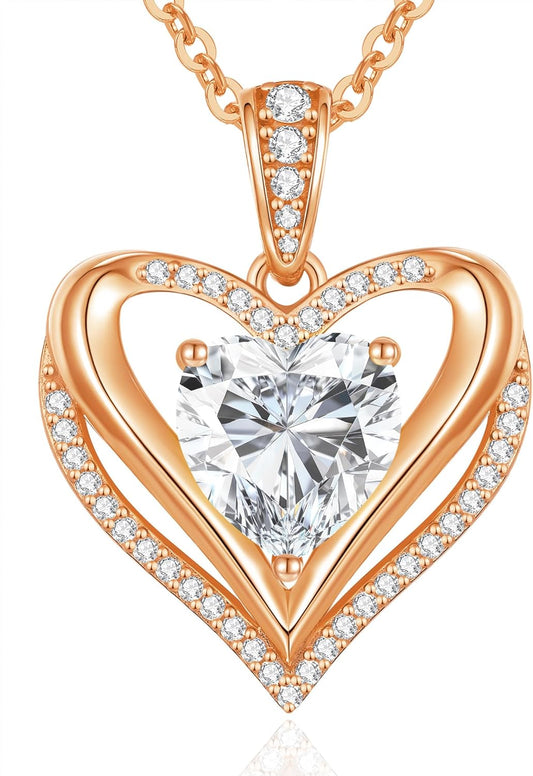Moissanite Infinity Love Heart Pendant Necklaces for Women, 1-3 Carat 925 Sterling Silver 18K Gold Plated Engraved with"I LOVE YOU', Anniversary Birthday Present Jewelry Christmas Day Gift for Women Wife Girlfriend Her