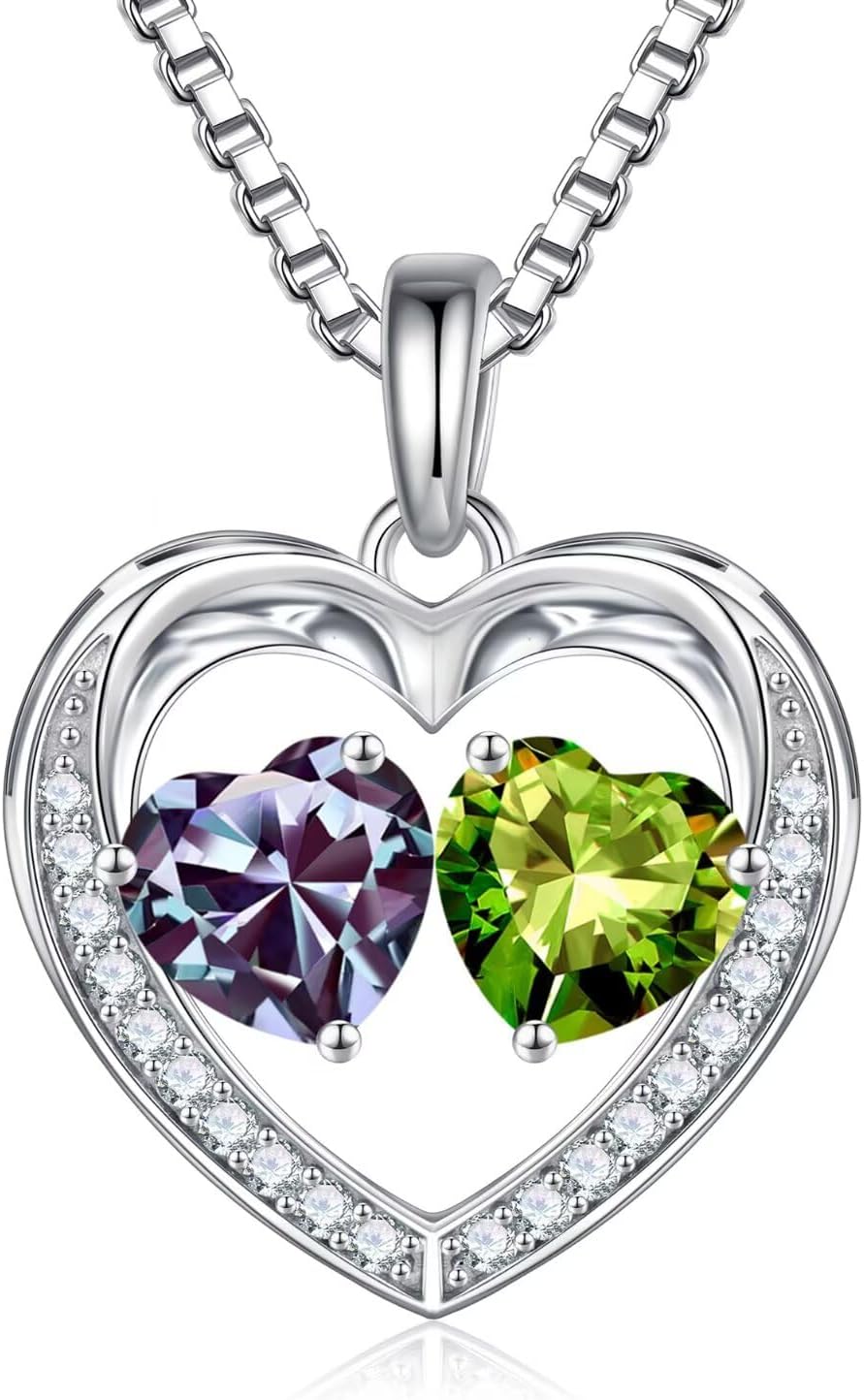 Iefil Christmas Gifts for Wife - 925 Sterling Silver Birthstone Necklace, Anniversary Birthday Gifts for Women, Stocking Stuffers for Women Wife Mom Daughter