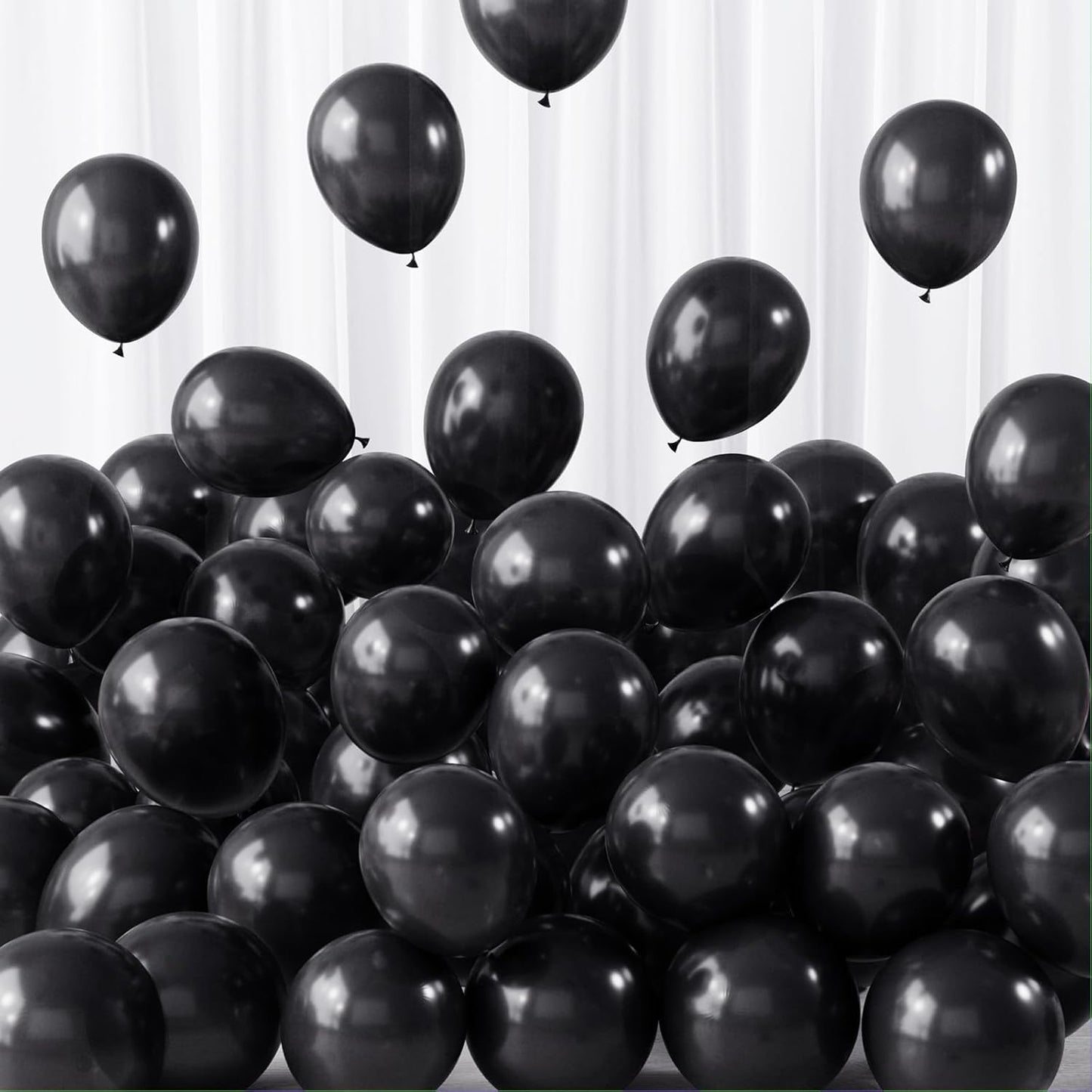 RUBFAC Black Balloons 120pcs 5 Inch Black Latex Party Balloons for Birthday Supplies Backdrop Decorations Halloween New Year Party Decorations
