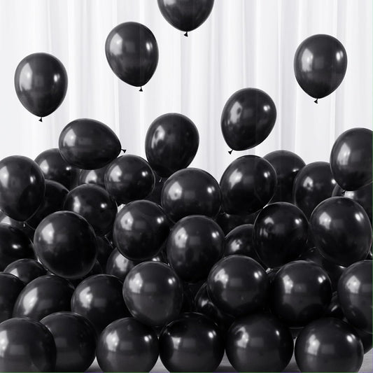 RUBFAC Black Balloons 120pcs 5 Inch Black Latex Party Balloons for Birthday Supplies Backdrop Decorations Halloween New Year Party Decorations