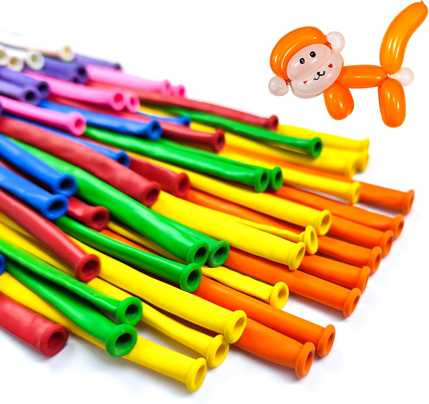 Orange 260 Long Skinny Twisting Animal Balloons, Rainbow Balloons for Animal Shapes Carnival Festival Party Supplies 100pcs