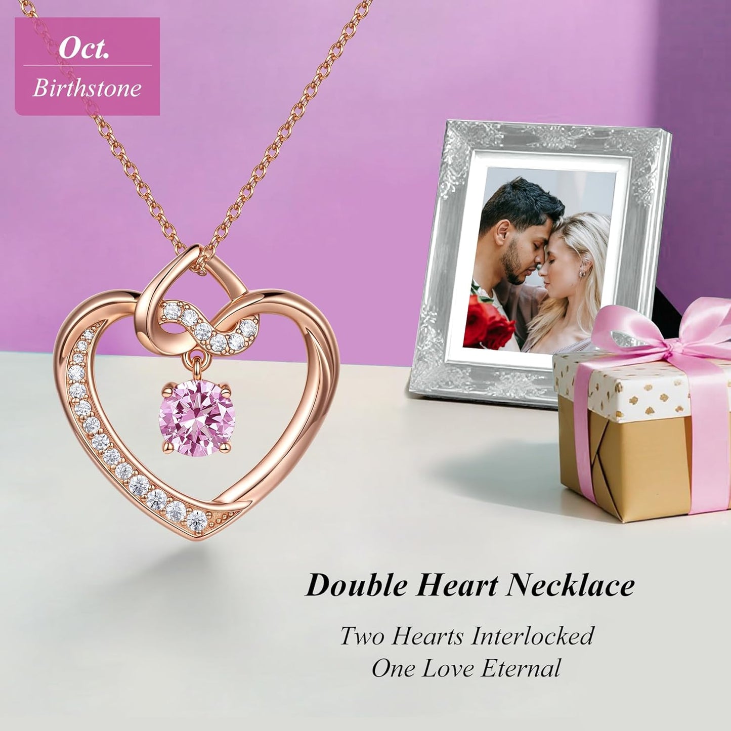 Heart Birthstone Necklaces Gifts for Women Wife, Jewelry for Women Wedding Anniversary Birthday Gifts for Wife Girlfriend Mom Christmas Valentines Gifts S925 Sterling Silver