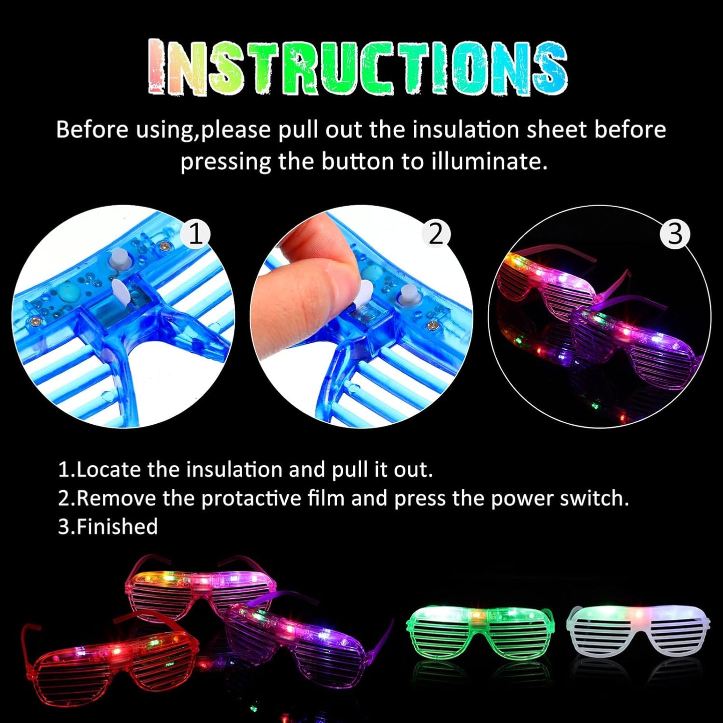 Honoson 72 Pack LED Glasses Bulk, 6 Color Light Up Glasses Neon Flashing Sunglasses for Adults Glow in the Dark Party Supplies New Year Party Favors Birthday Mardi Gras Rave Carnival