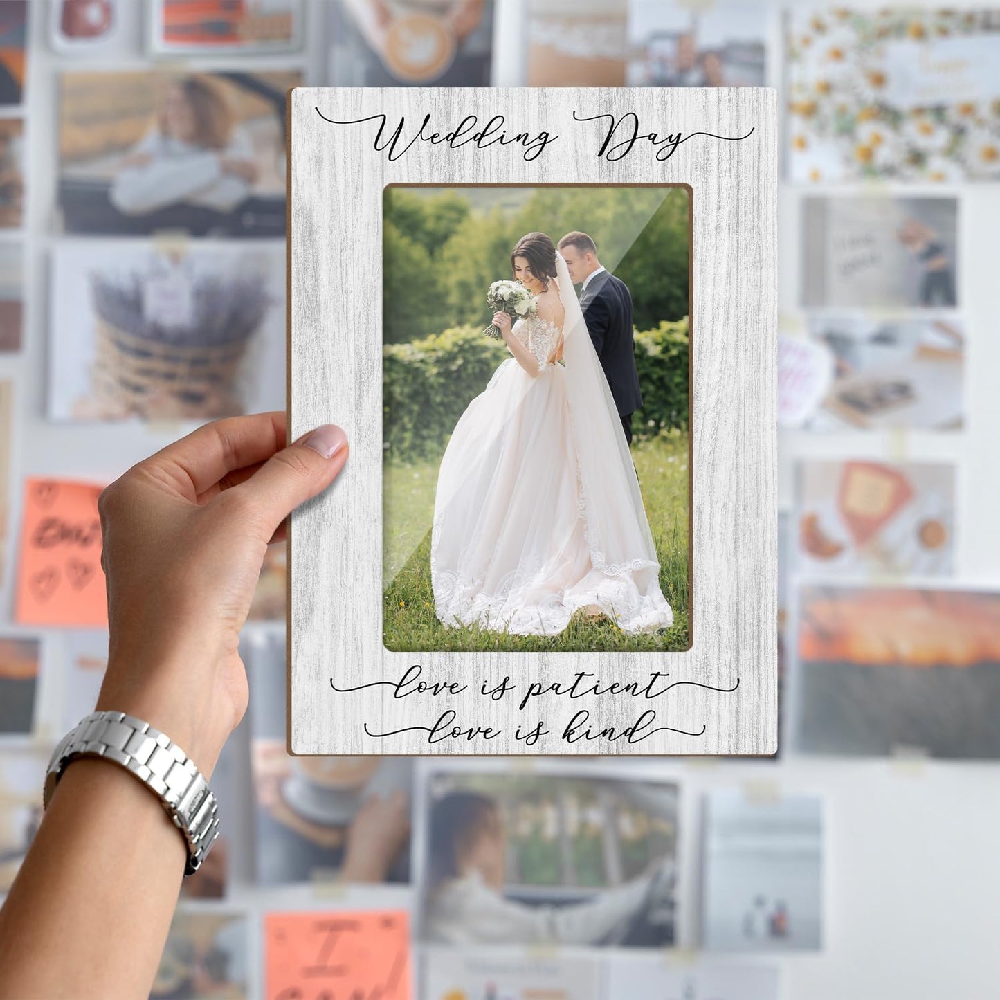 Wedding Picture Frame, Engagement Gifts Wedding Gifts For Newlyweds Bride Groom, 4x6 Wooden Picture Frame Tabletop Display Home Decor -25