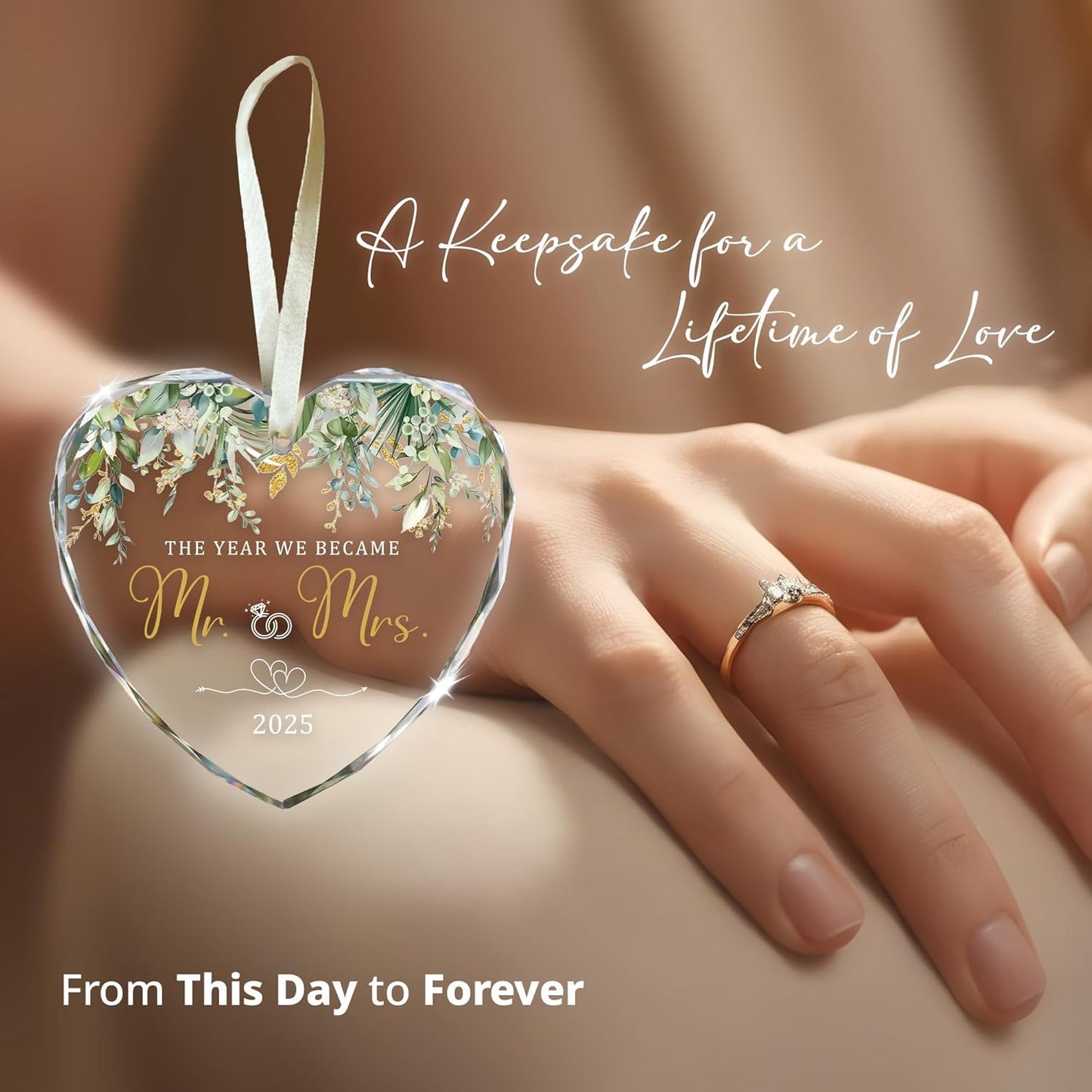 The Year We Became Mr. & Mrs. Ornament 2025 – First Christmas Married Ornaments – Wedding Ornament 2025 Gift for Couples – Just Married Ornaments Gifts for Newlyweds