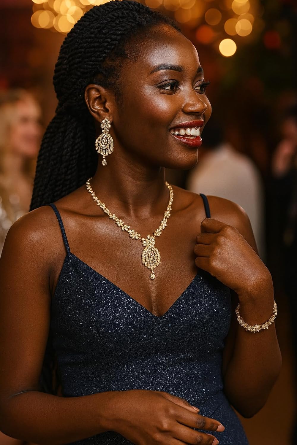 Touchstone Indian jewelry sets for women maang tikka wedding guest gold necklace bollywood jewellery set pageant elegant prom bride accessories western crystal chunky rhinestone necklaces