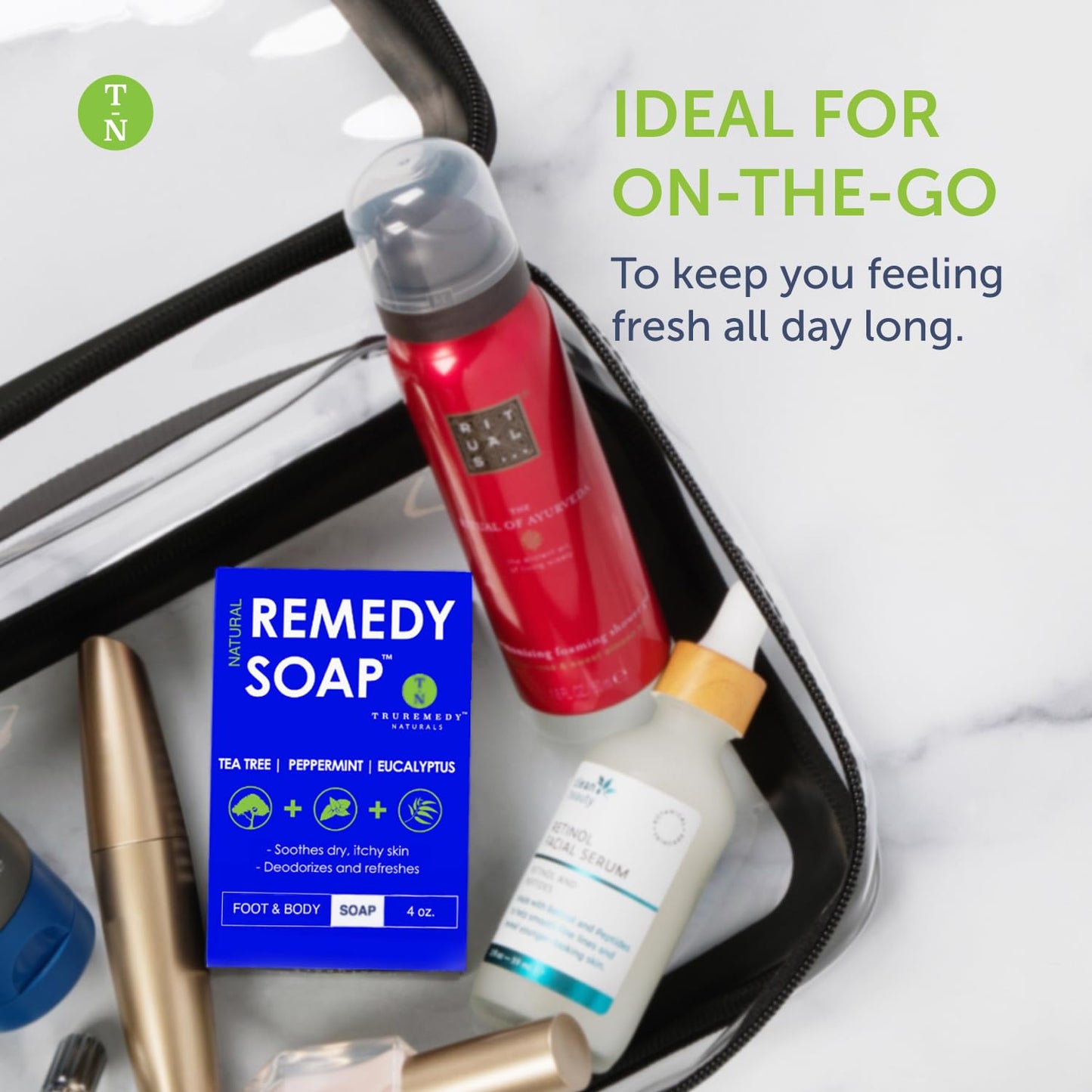 Truremedy Naturals Pack of 2 Tea Tree Body Wash with Peppermint and Eucalyptus - Soothing Tea Tree Oil Bar Soap for Men and Women - Refreshing Foot and Body Soap Bars for All Skin Types