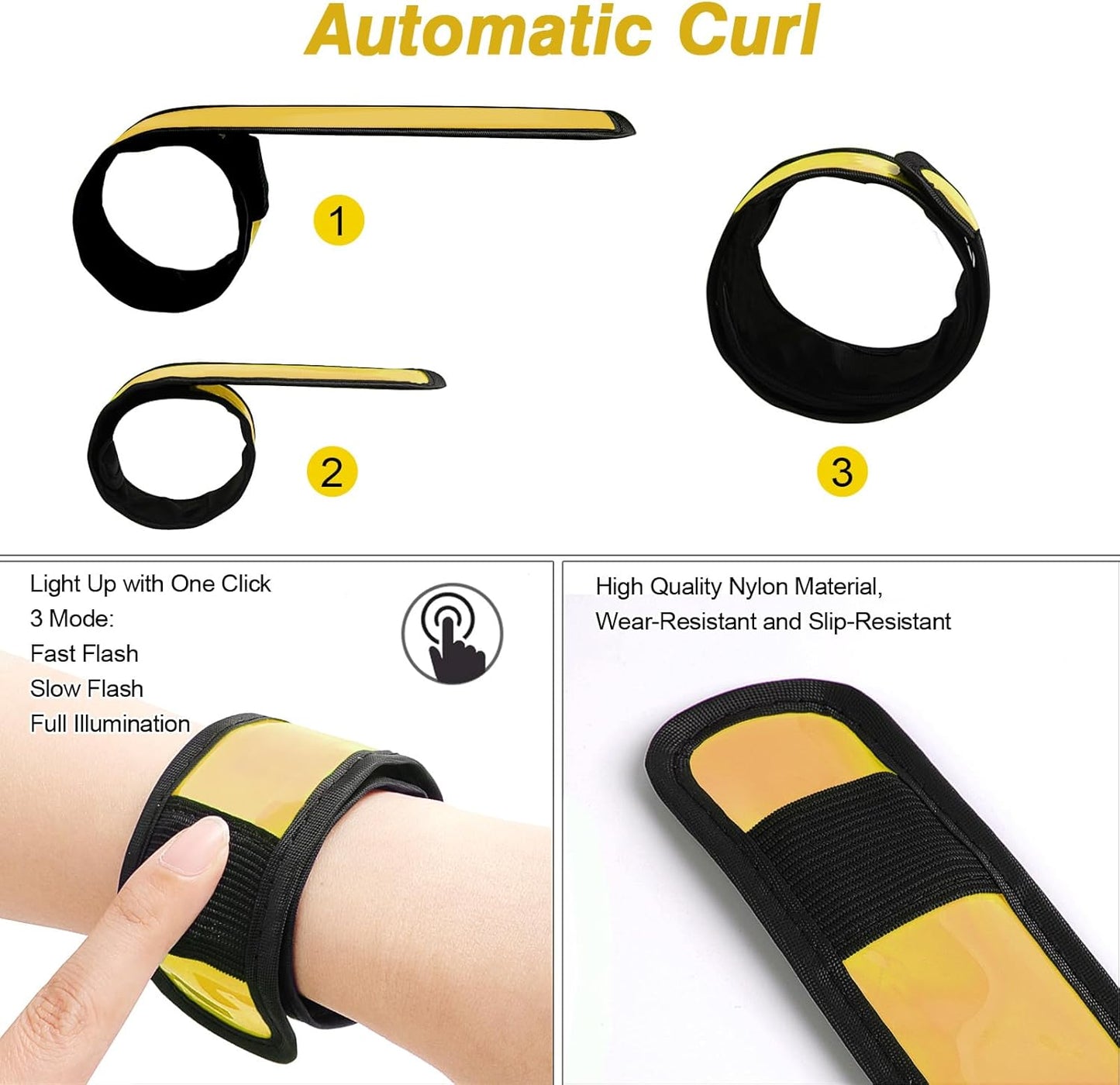 esonstyle Pack of 6 LED Light Up Band Slap Bracelets Night Safety Wrist Band for Cycling Walking Running Concert Camping Outdoor Sports