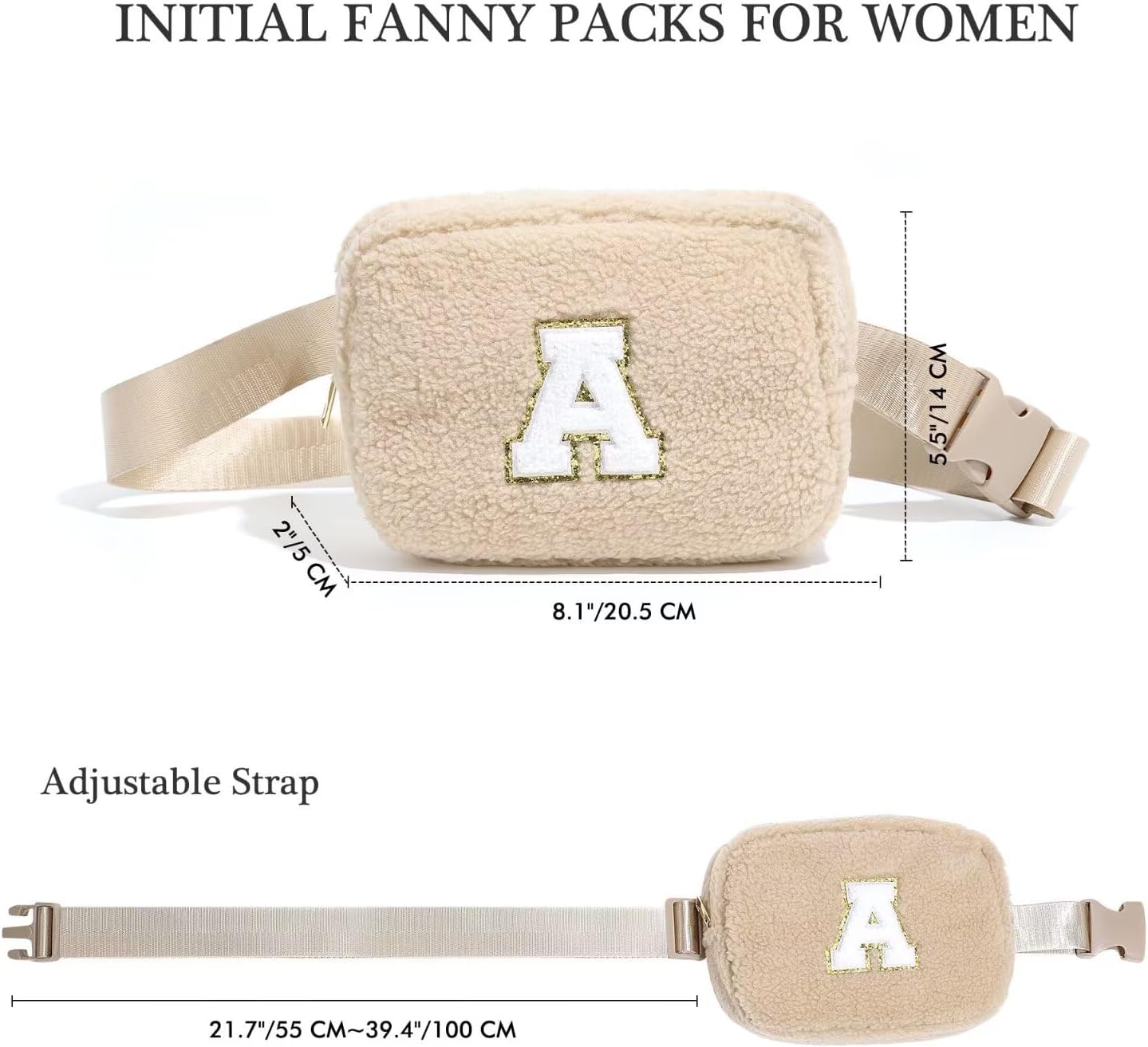 YOOLIFE Bridesmaid Gifts - Bridesmaid Proposal Gift Wedding Day, Bridal Shower Gifts, Maid of Honor Gifts, Fleece Belt Bag Initial Crossbody Bag Khaki B