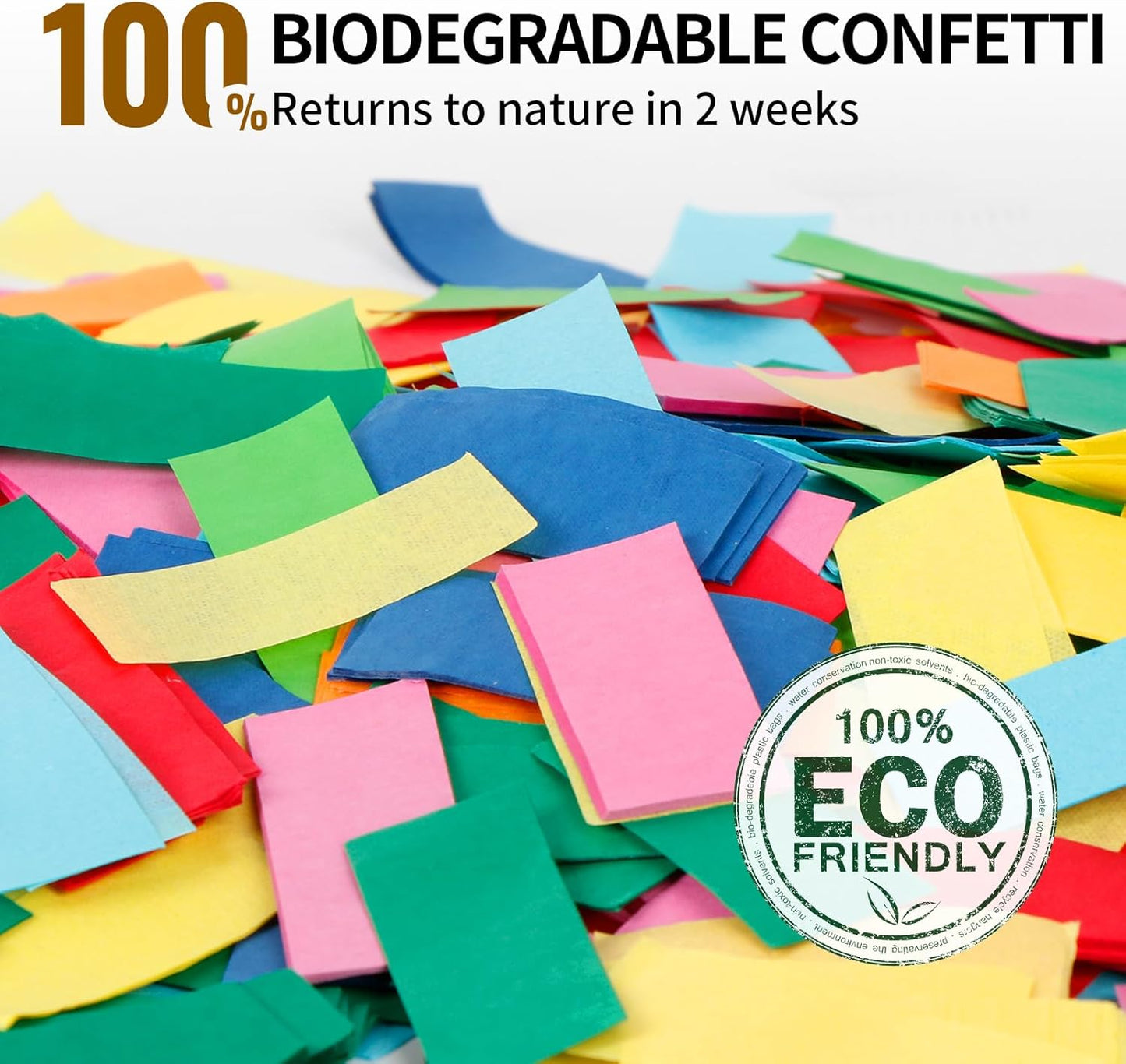 Confetti Poppers Biodegradable Confetti Cannon, 6 Pack WERISE Party Poppers Multicolor Confetti Shooters for Birthday, Christmas Eve, New Year Celebration and Wedding Parties 12 Inch