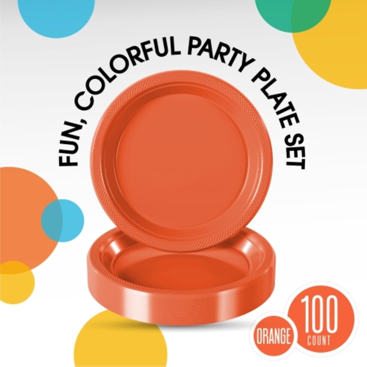 Exquisite Party Solids Orange Plastic Plates For Party 9" Orange Disposable Plates Heavy Duty 100 Pcs Plastic Dinnerware Sets Heavy Duty 350 GSM Disposable Dinnerware Set