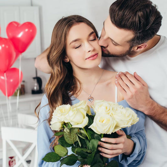 Iefil Double Birthstone Necklace Gifts for Wife Girlfriend Her Women, Birthstone Jewelry Gemstone Valentines Birthday Gifts for Her Women Wife Mom Grandma