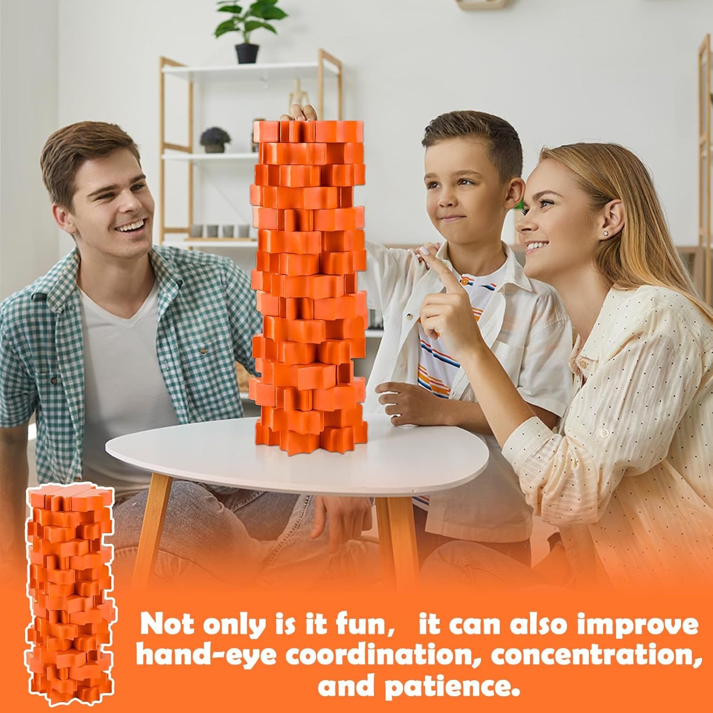 Tower Stacking Game Fall Maple Leaves Wooden Blocks Tumbling Tower and Balancing Game for Adults Thanksgiving Team Building Friends Group Coworkers Games Fun Party Activities